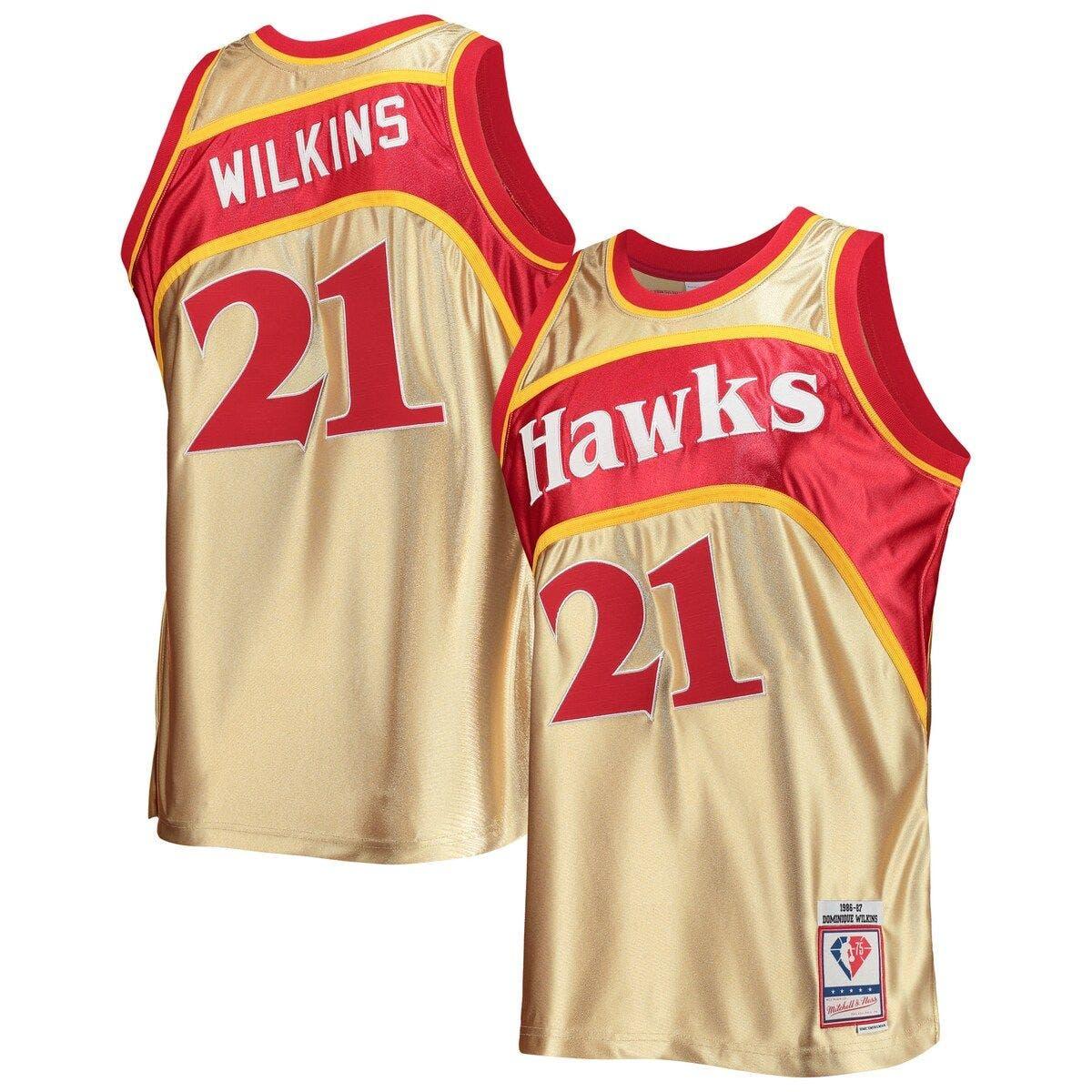 Mitchell & Ness Dominique Wilkins Gold Atlanta Hawks 75th Anniversary ...