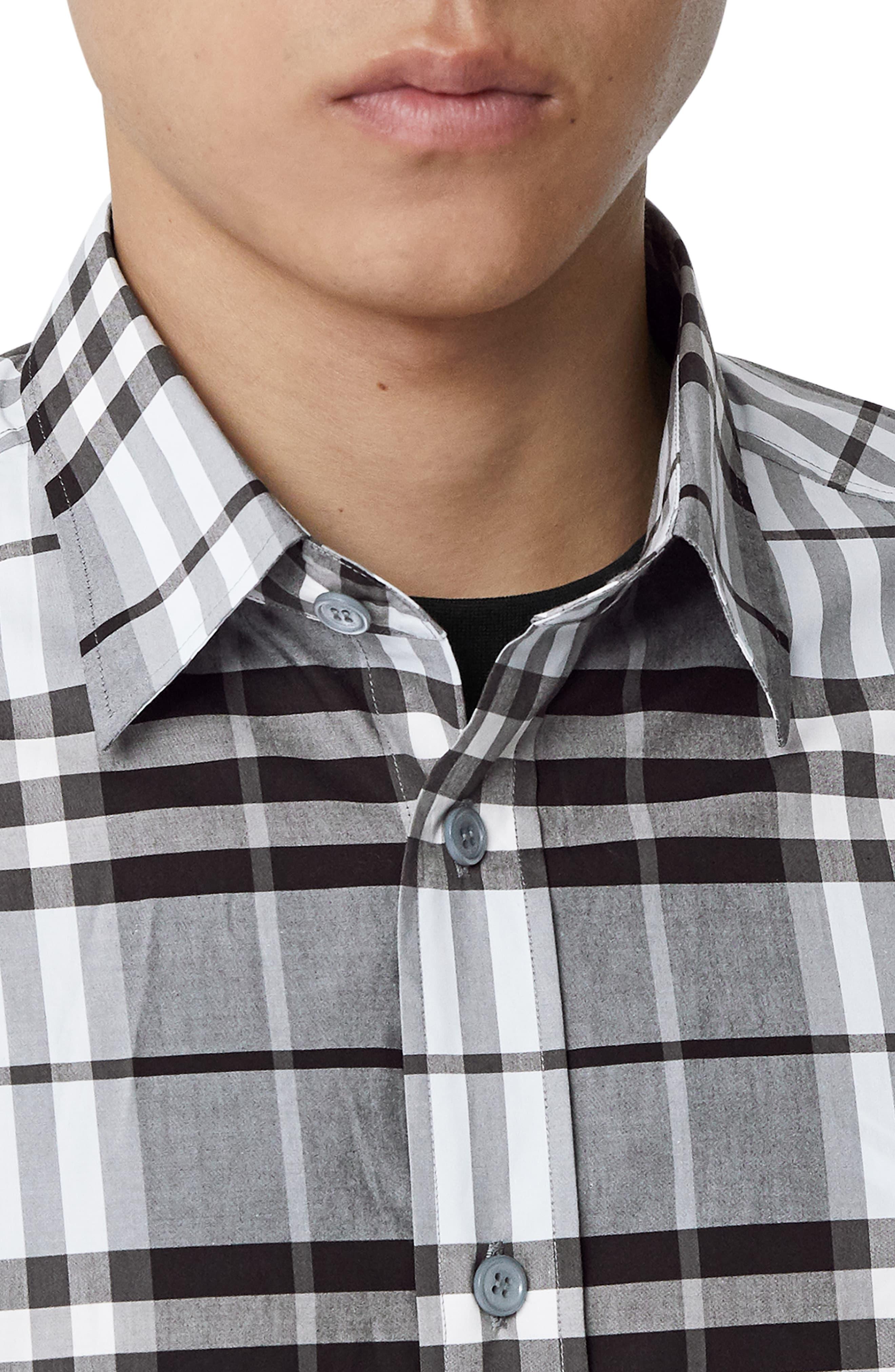 blue burberry button up shirt