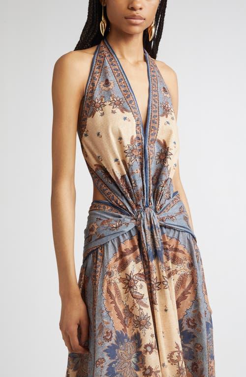 Zimmermann Ascension Paisley Floral Halter Neck Maxi Dress in Brown | Lyst