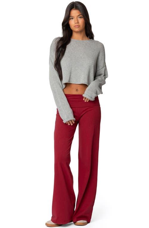 Edikted Wide Leg Foldover Pants in Red Lyst