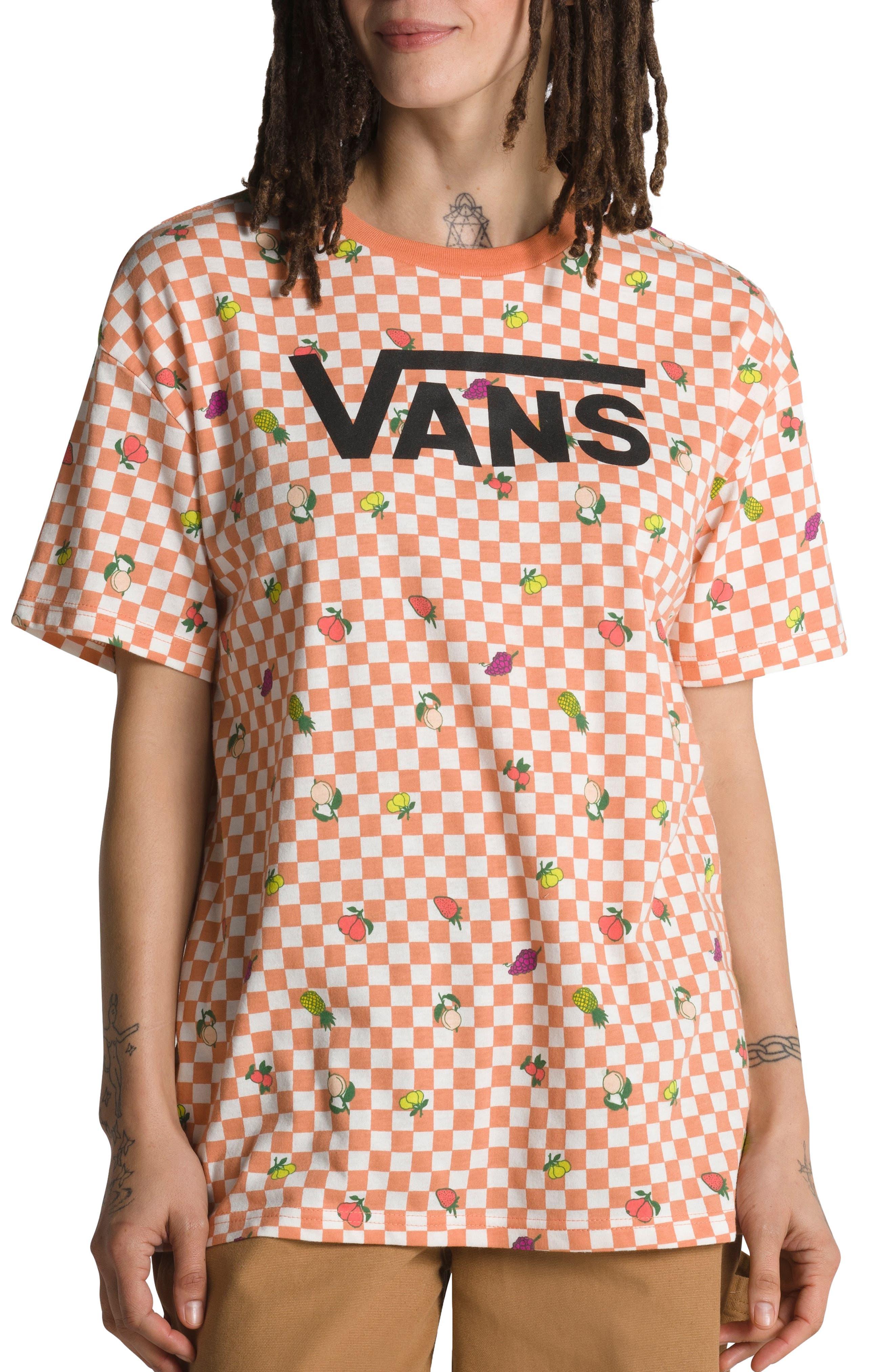 Oversize Fruit Checkerboard Cotton Graphic T-shirt |