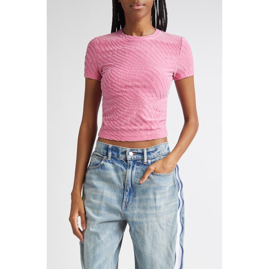 Tシャツ・カットソー ALEXANDER WANG EMBELLISHED STRETCH NYLON CROP TOP Alexander Wang Embellished Stretch Nylon Crop Top In Black
