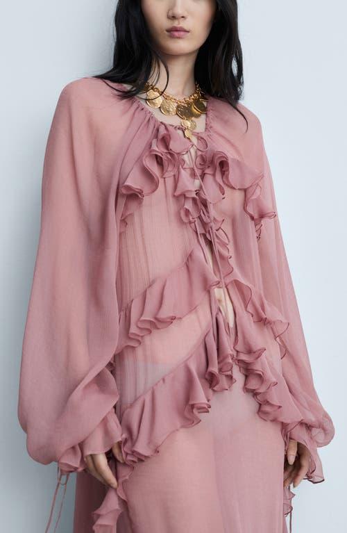 mango royal long sleeve ruffle dress Mango Long Sleeve Ruffle Dress In Pink - 60% Off