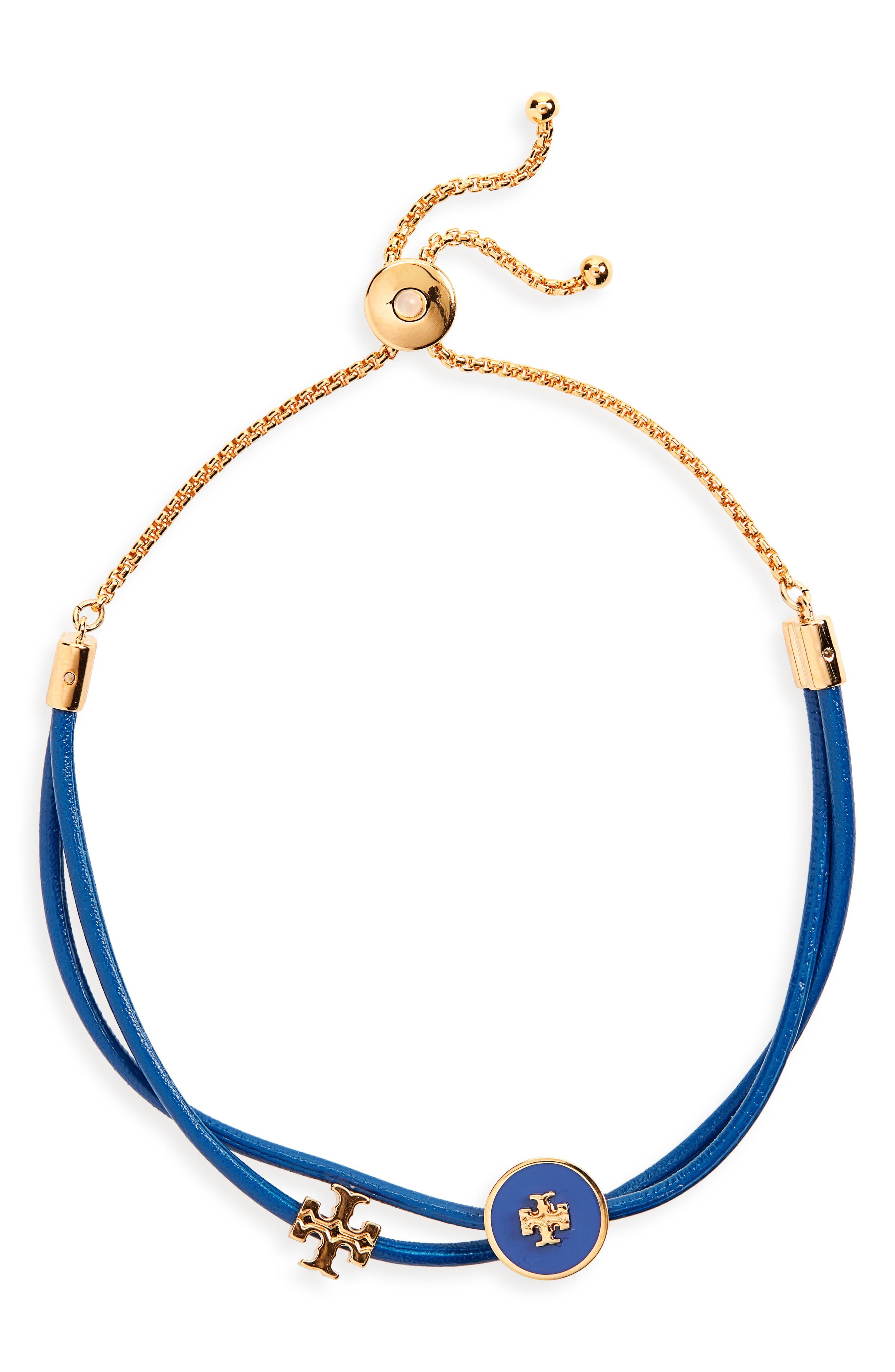 Tory Burch Enamel Logo Slider Bracelet in Blue | Lyst