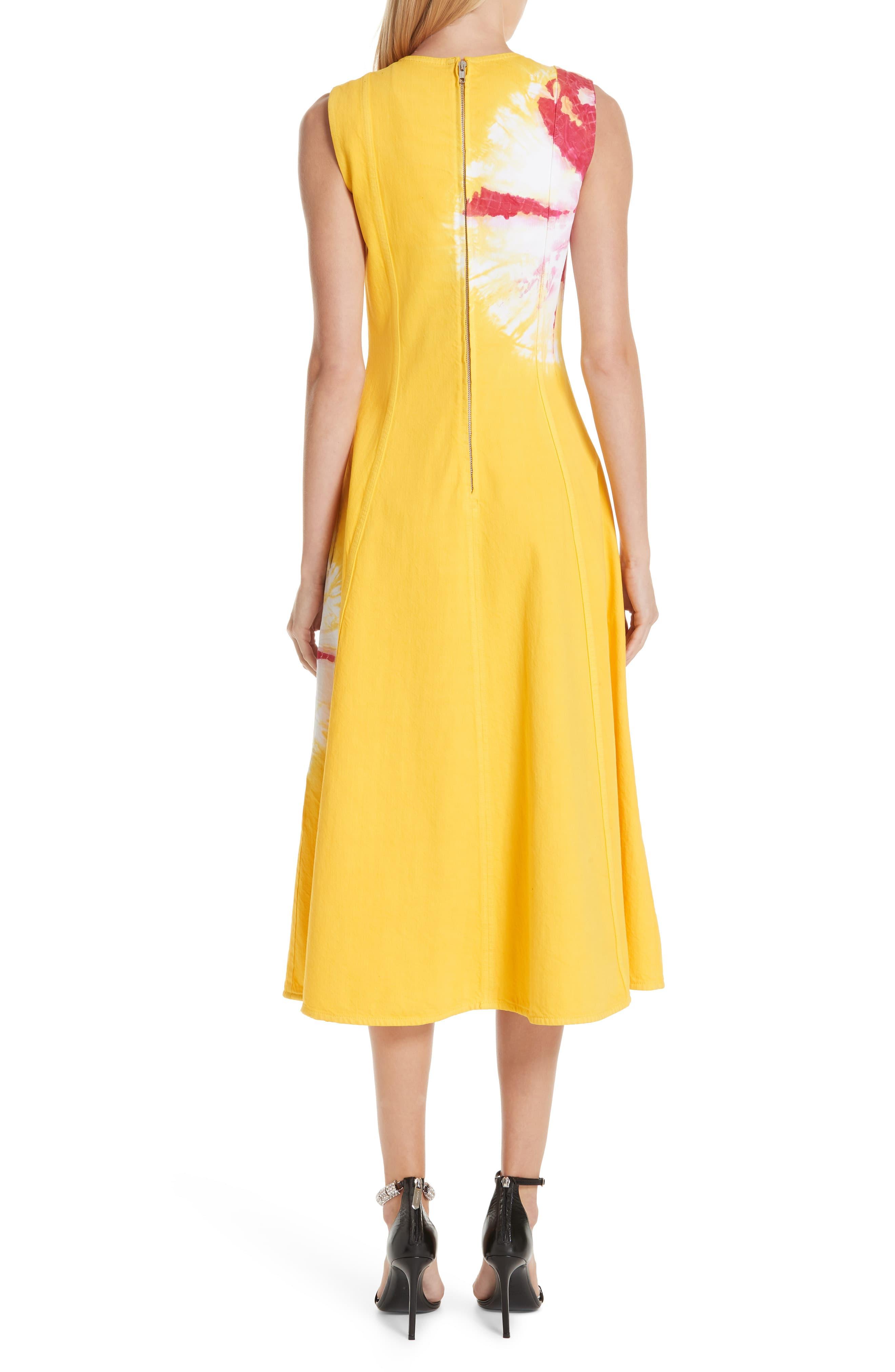 calvin klein yellow tie dye dress