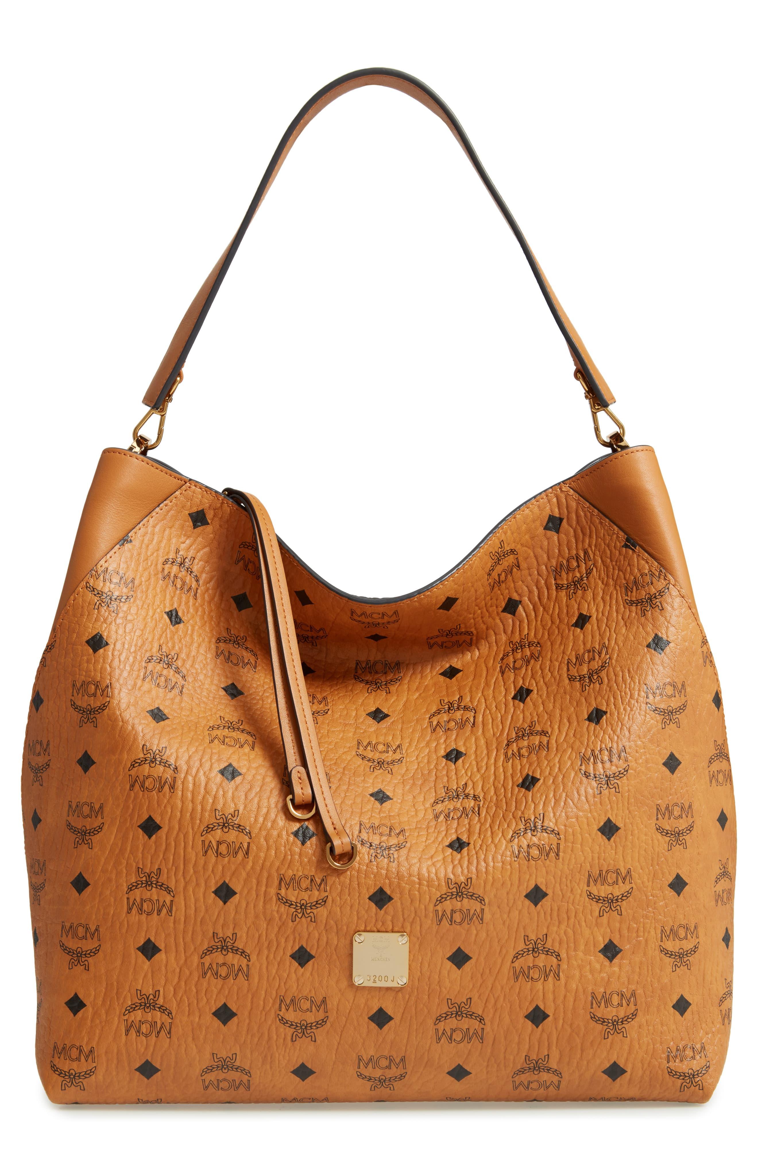 MCM Large Klara Visetos Coated Canvas Hobo in Cognac (Brown) - Lyst