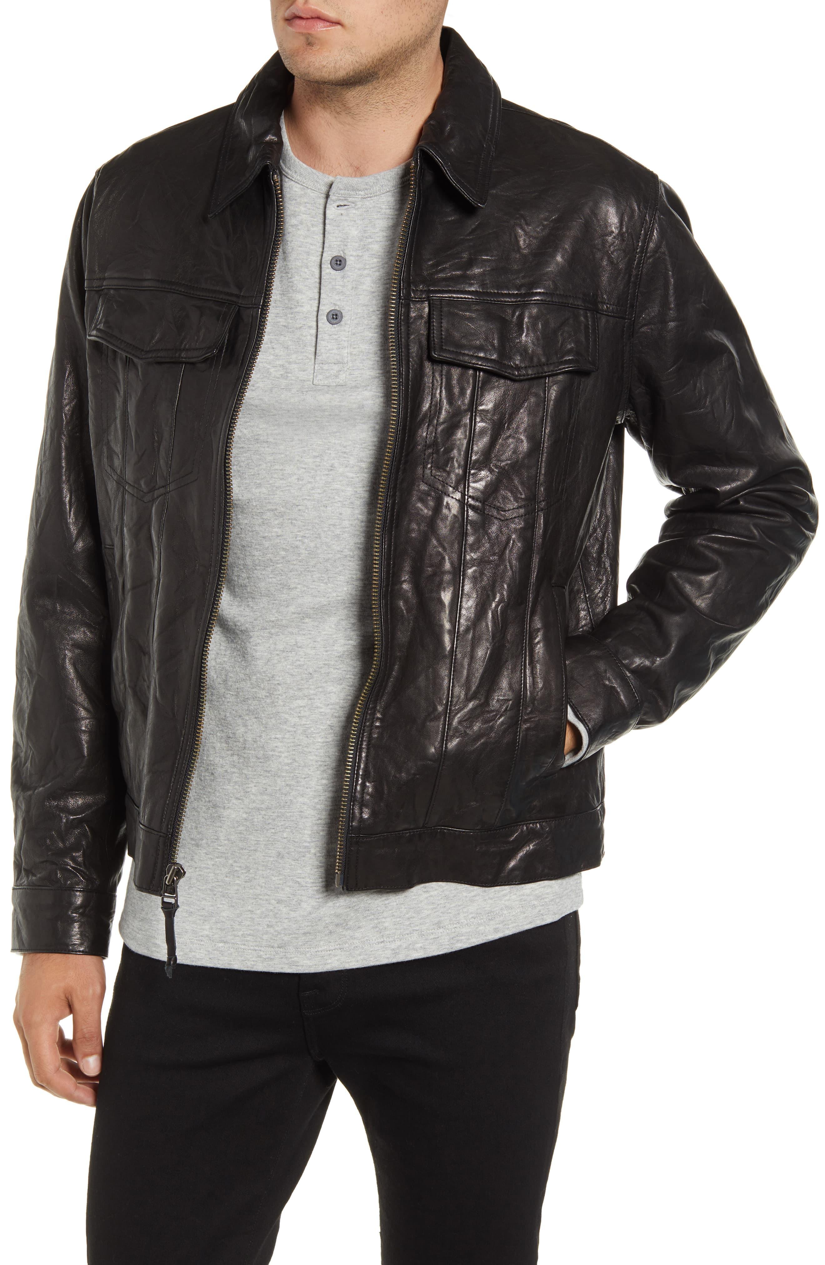 FRAME Classic Fit Leather Trucker Jacket in Black for Men Lyst