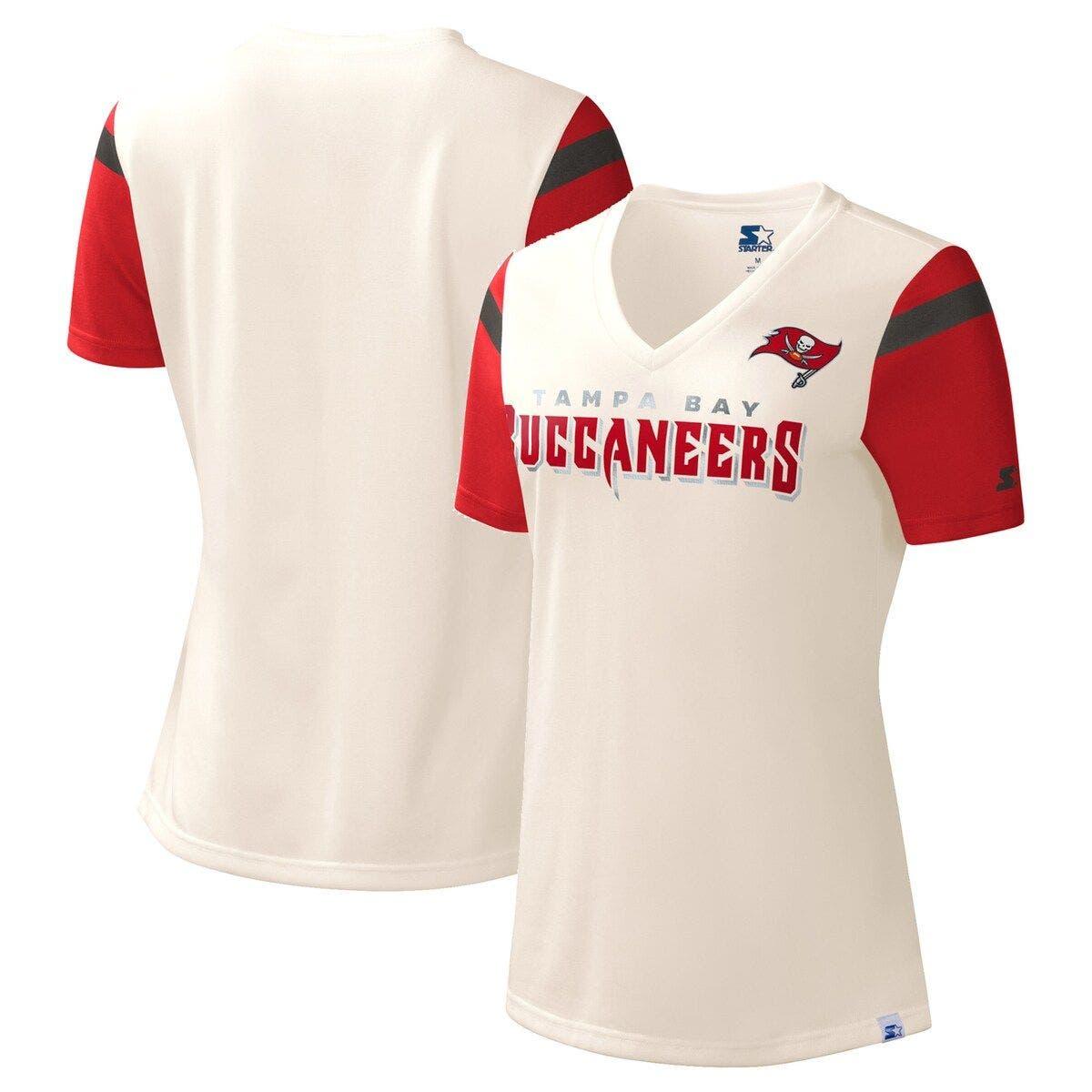 Starter White Tampa Bay Buccaneers Kick Start V-neck T-shirt in Pink