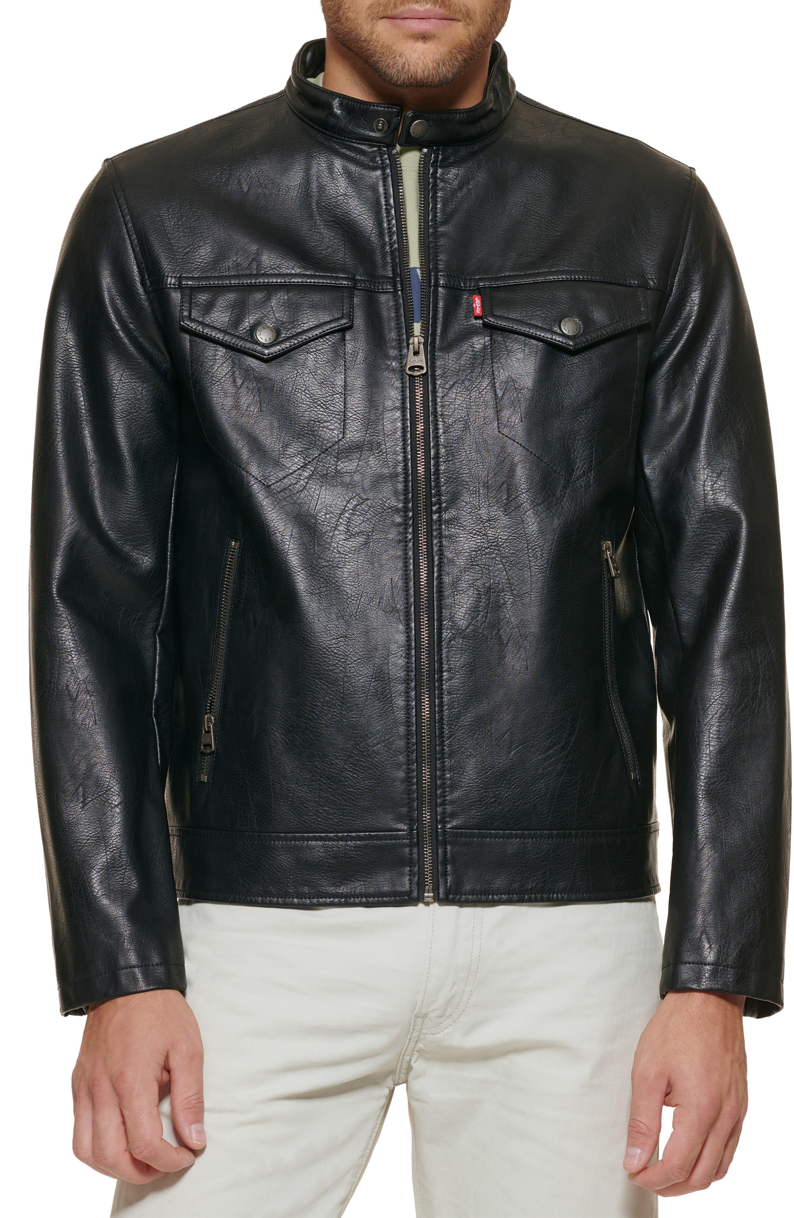 Levi's Water Resistant Faux Leather Racer Jacket in Black for Men Lyst