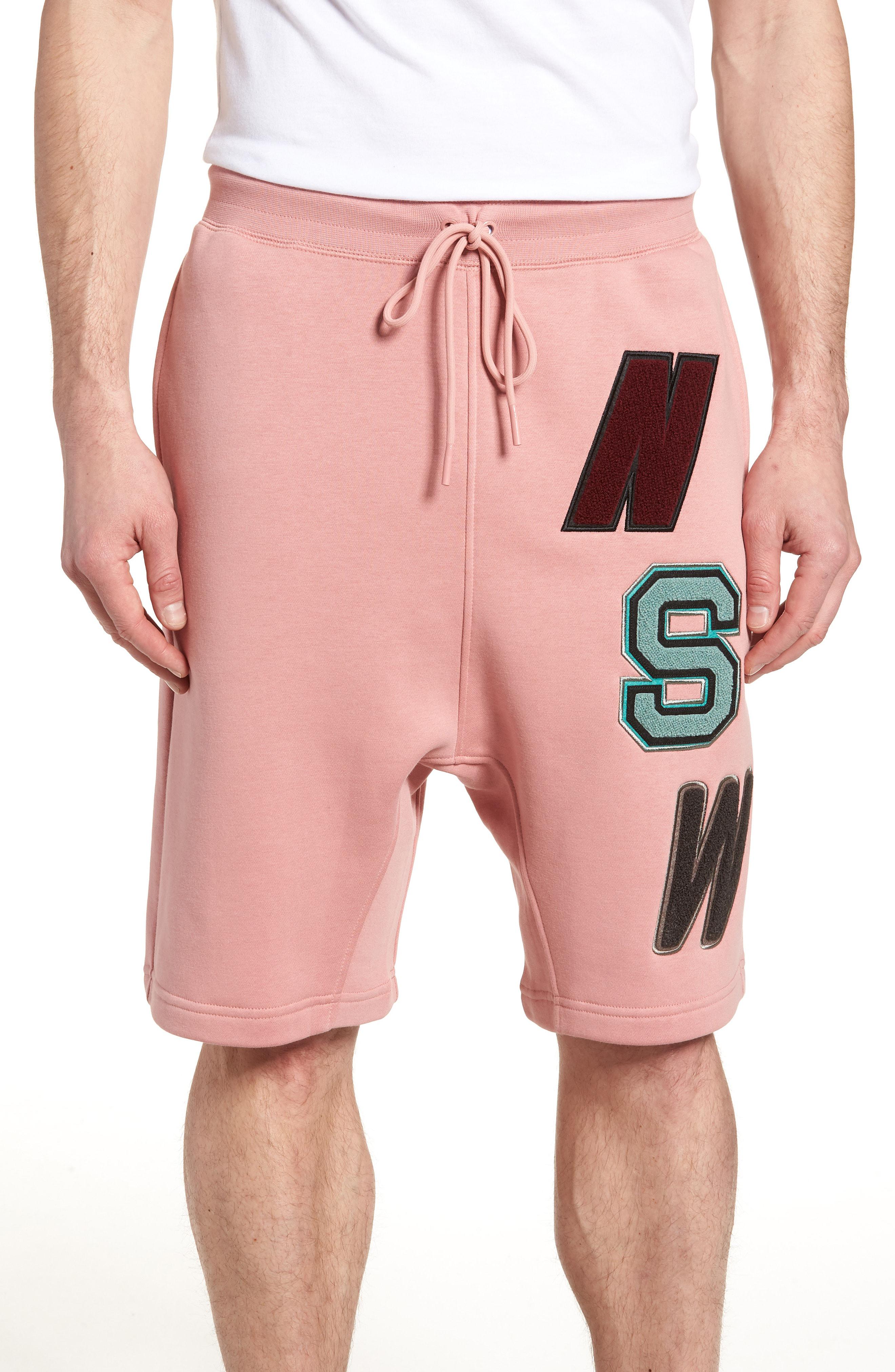 nike fleece shorts pink
