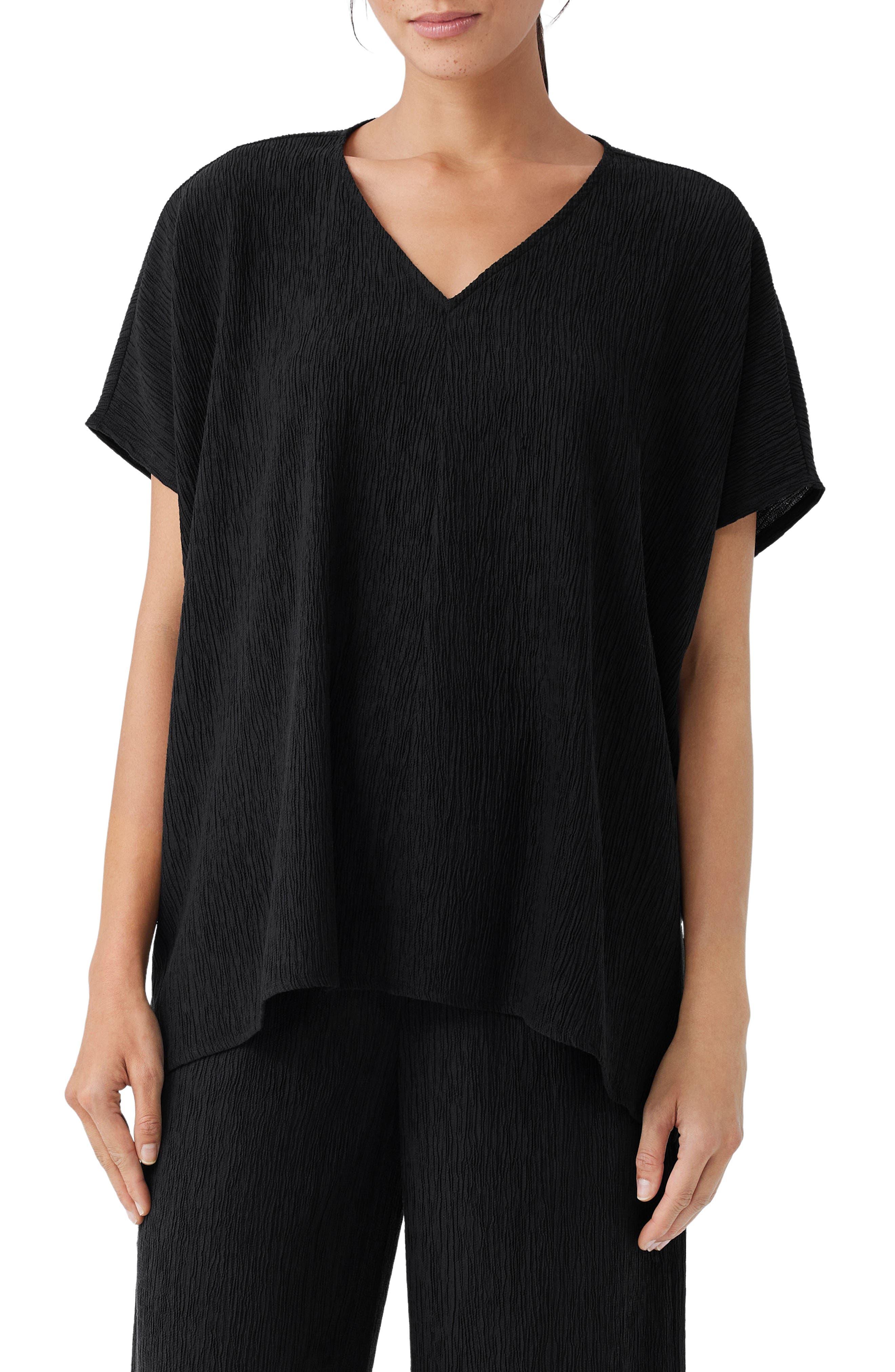 Eileen Fisher Boxy Texture Top in Black Lyst