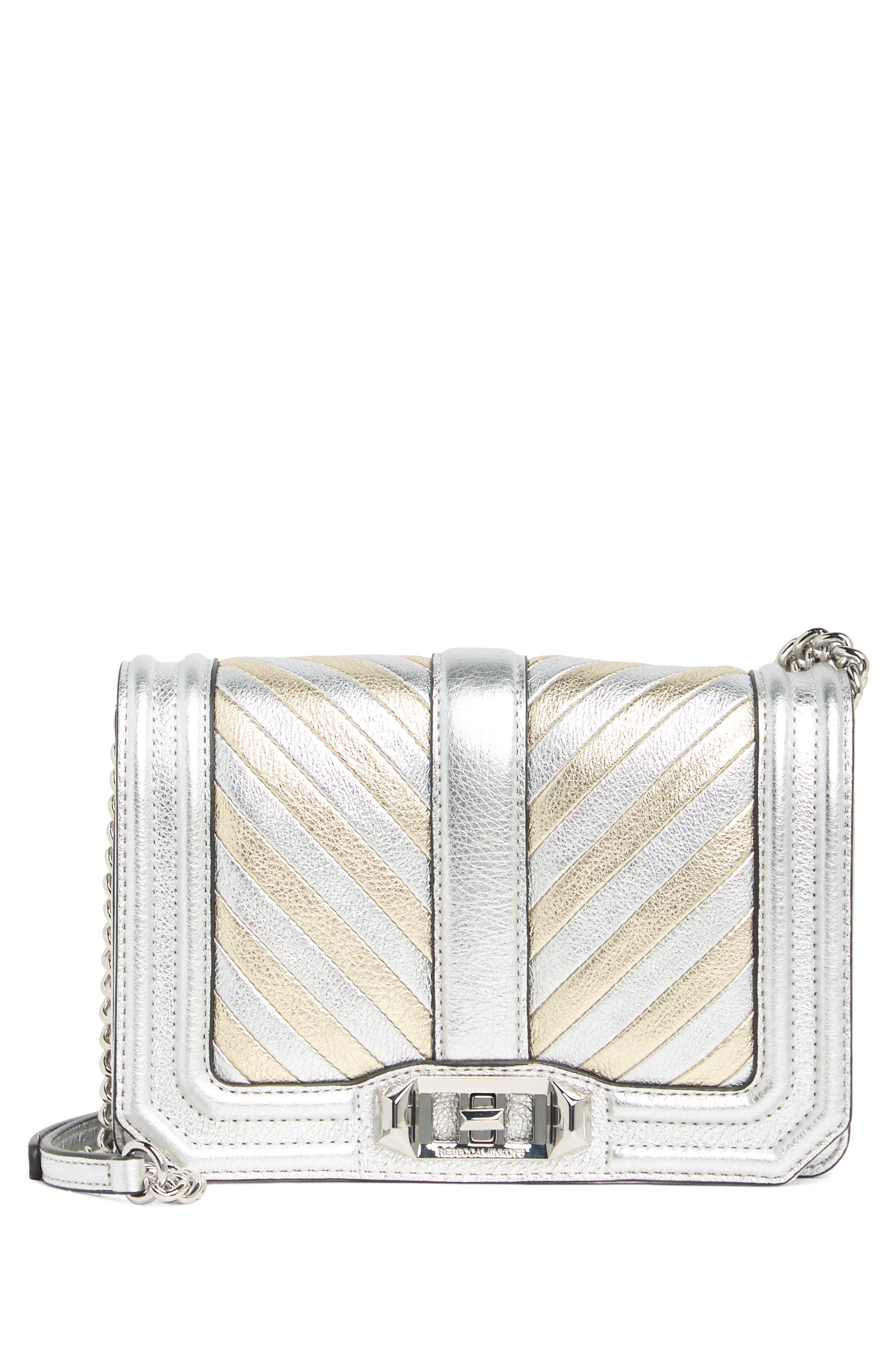 Rebecca Minkoff Small Love Chevron Quilted Metallic Leather Crossbody Bag in White Lyst