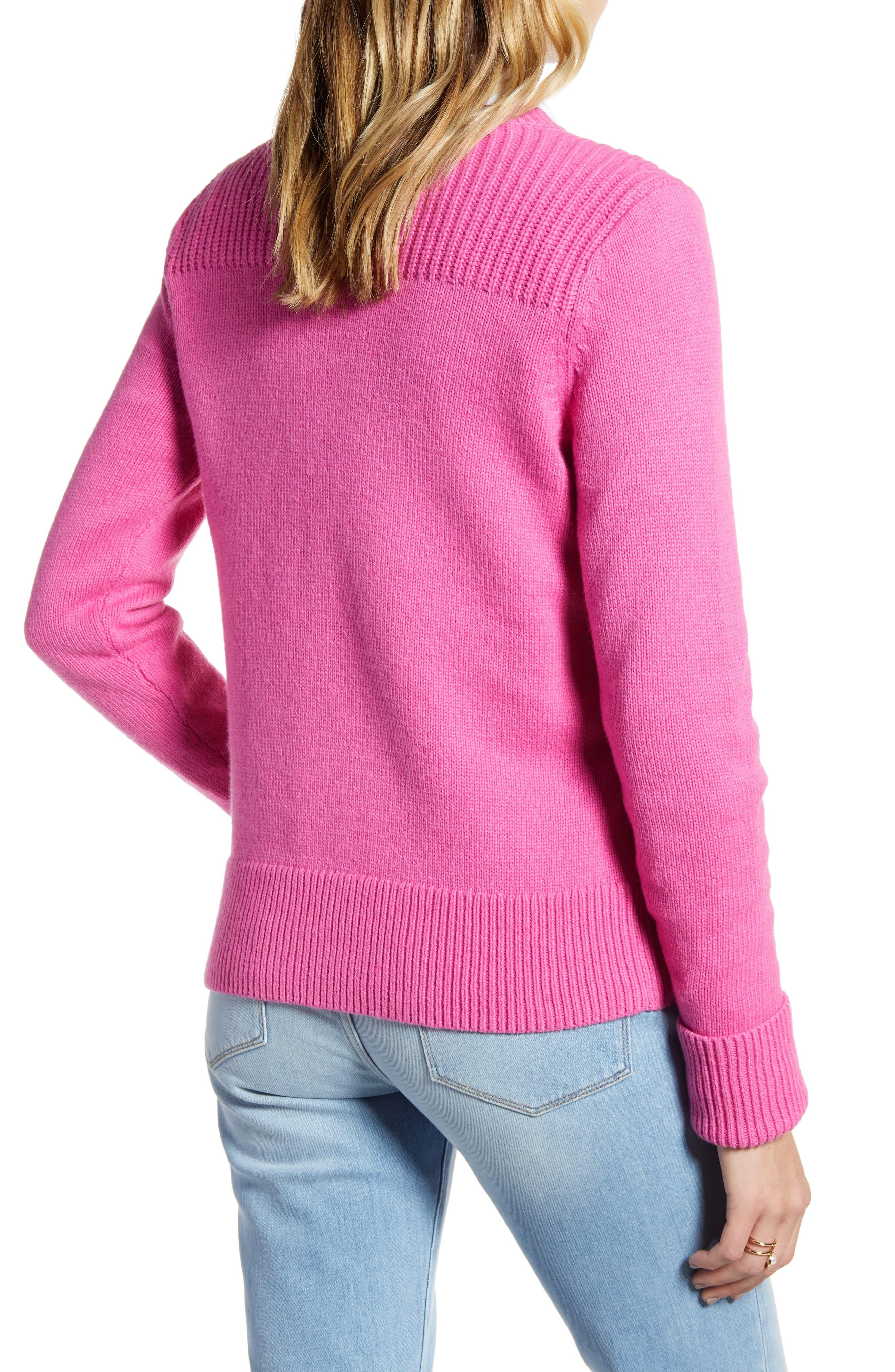 1901 Button Detail Cotton Wool Blend Sweater in Pink Lyst