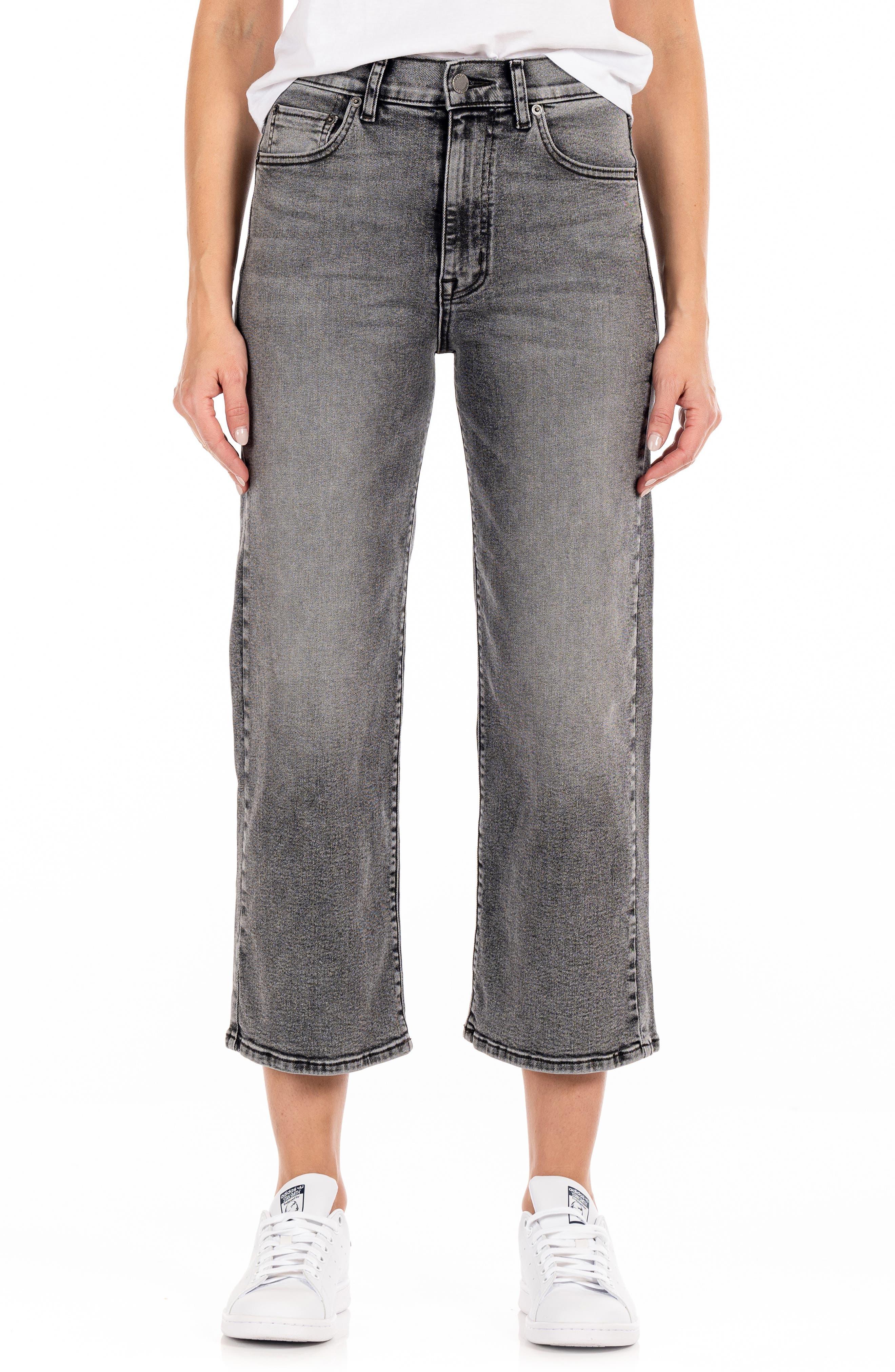 MODERN AMERICAN Savannah High Waist Crop Wide Leg Jeans in Gray | Lyst