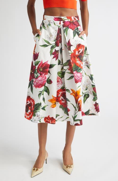 スカート DOLCE & GABBANA Woman Skirt Red F4C10THS5TQ HA5PB Flower-print pleated poplin skirt in Print for Women