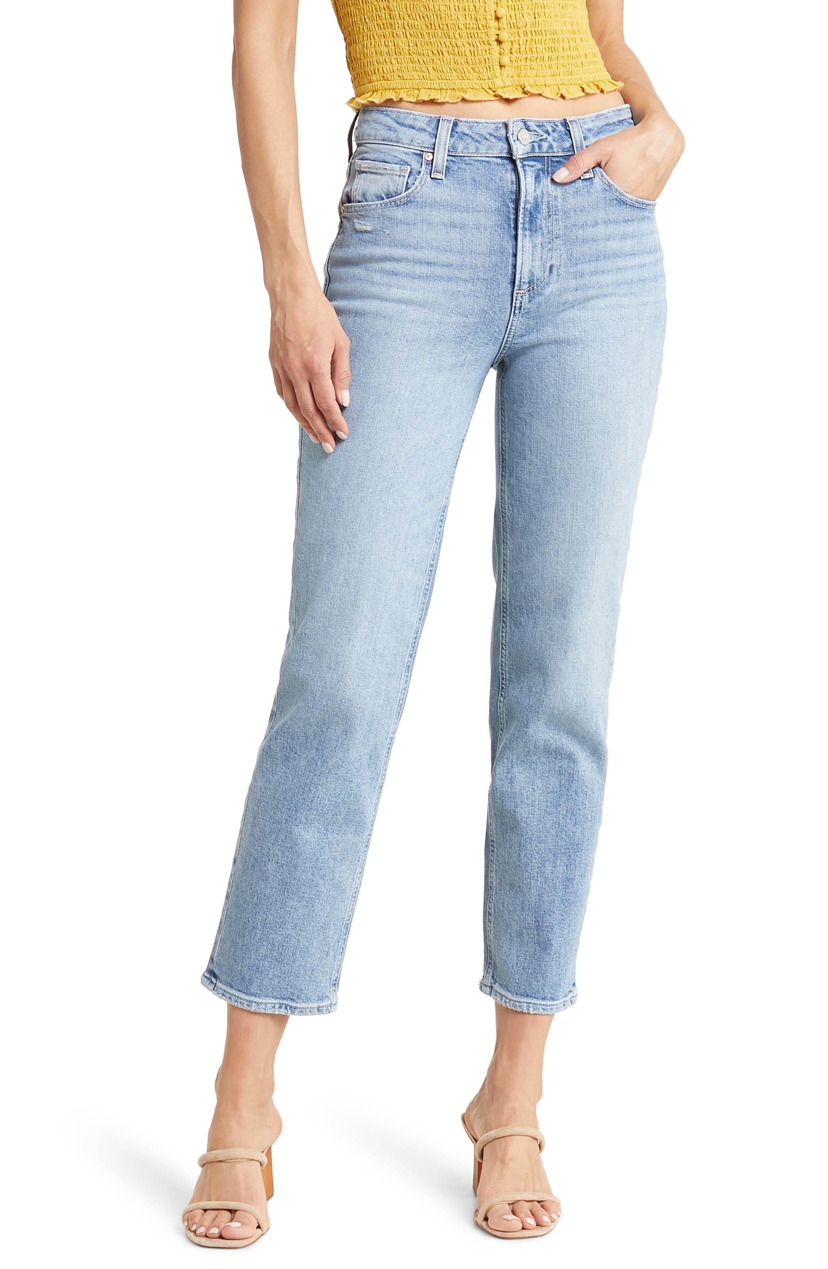 PAIGE Sarah Ankle Crop Straight Leg Jeans in Blue Lyst