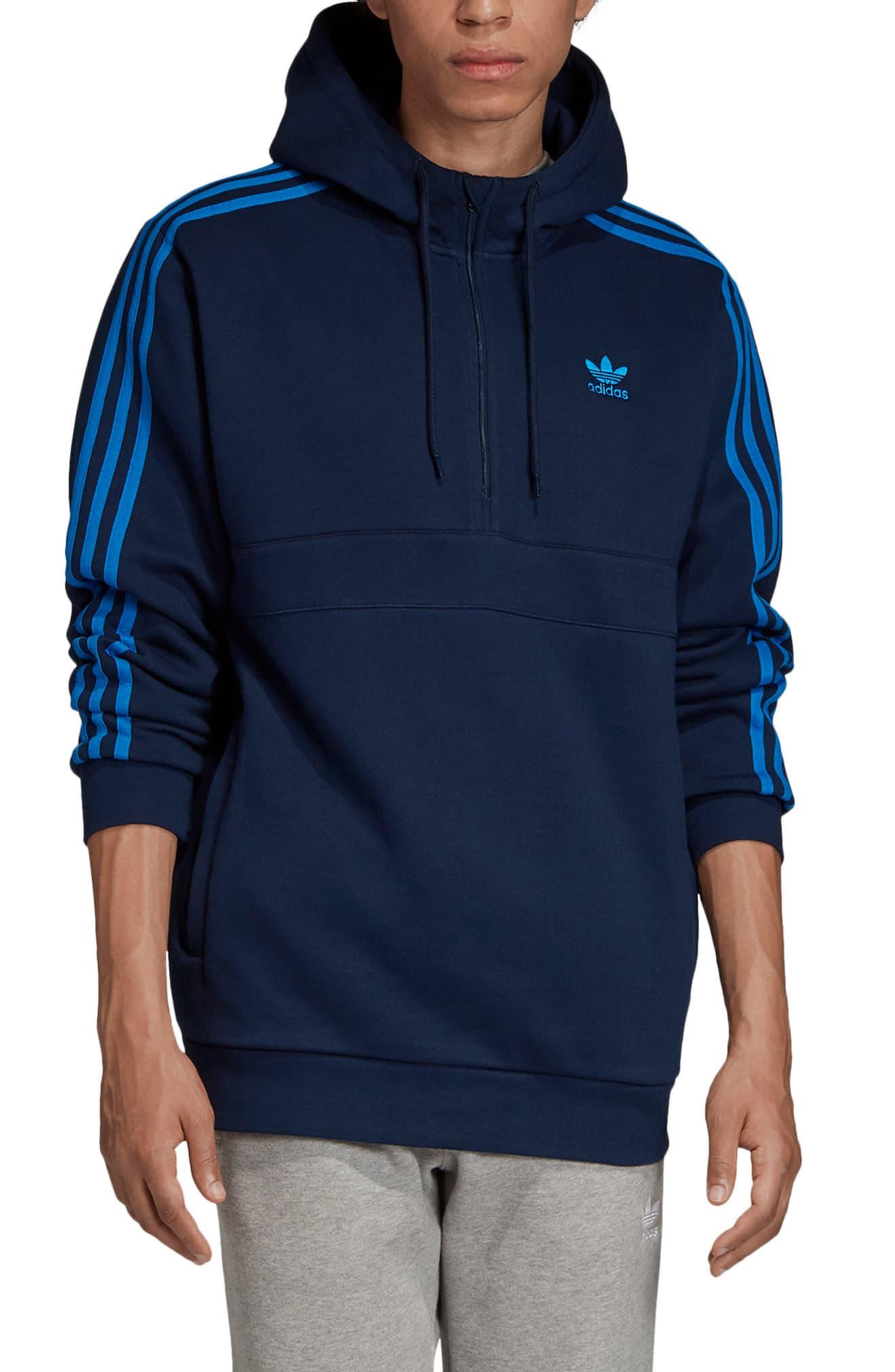 adidas striped half zip