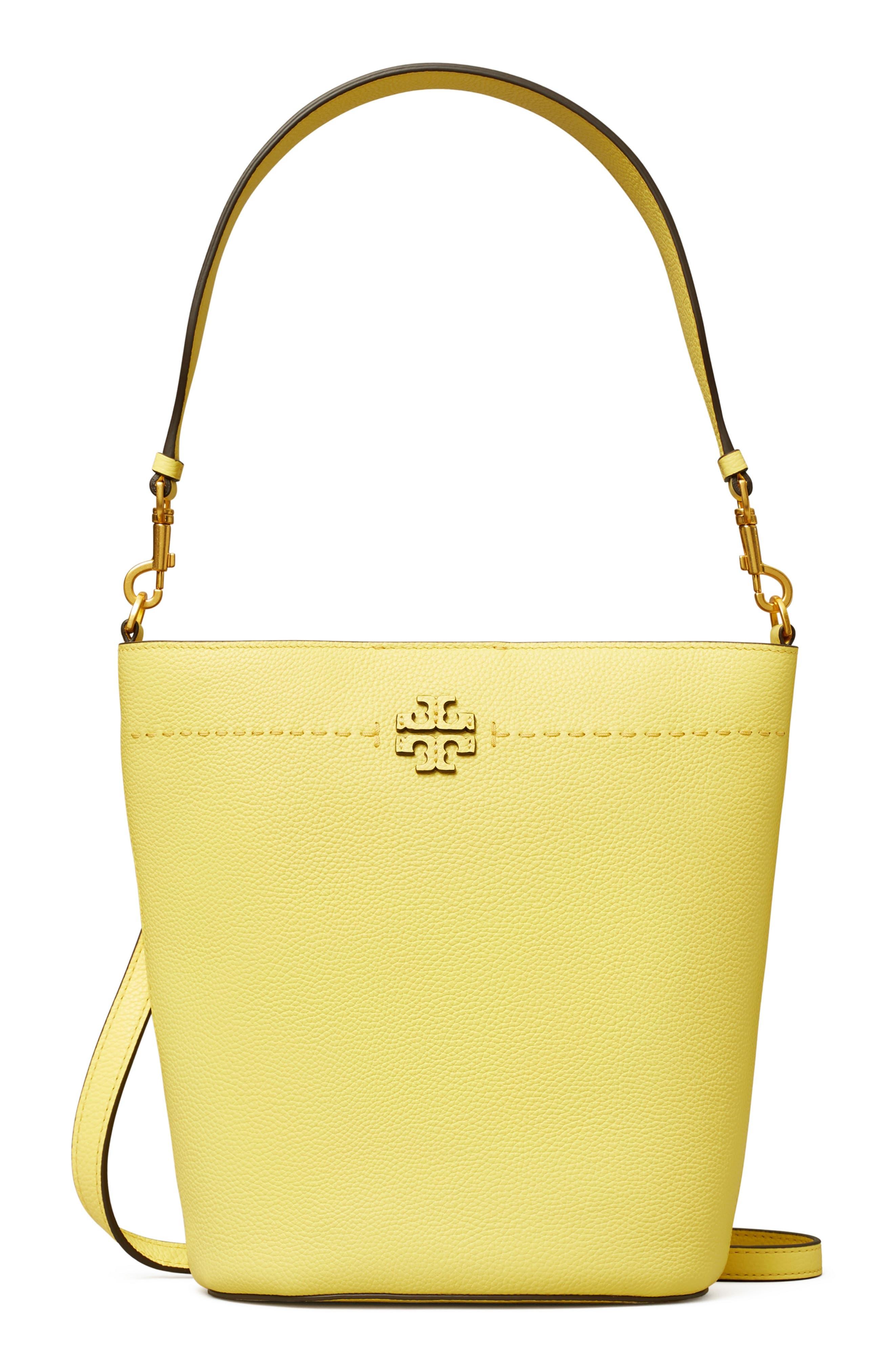 Tory Burch Mcgraw Leather Bucket Bag in Yellow Lyst