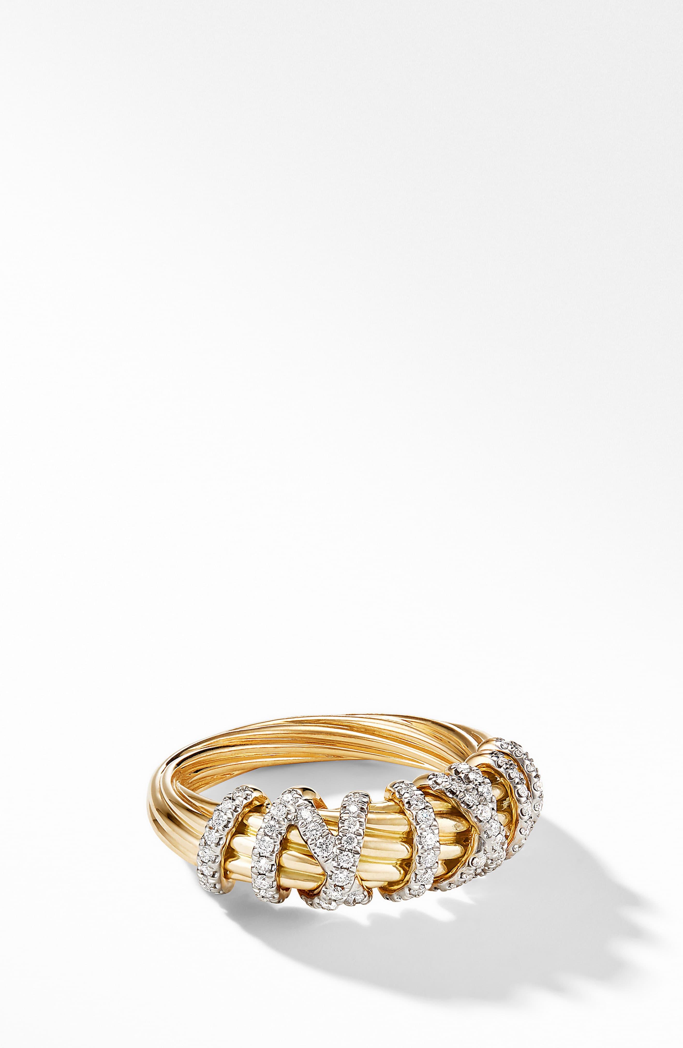 David Yurman Helena Small 18k Yellow Gold Ring With Diamonds in
