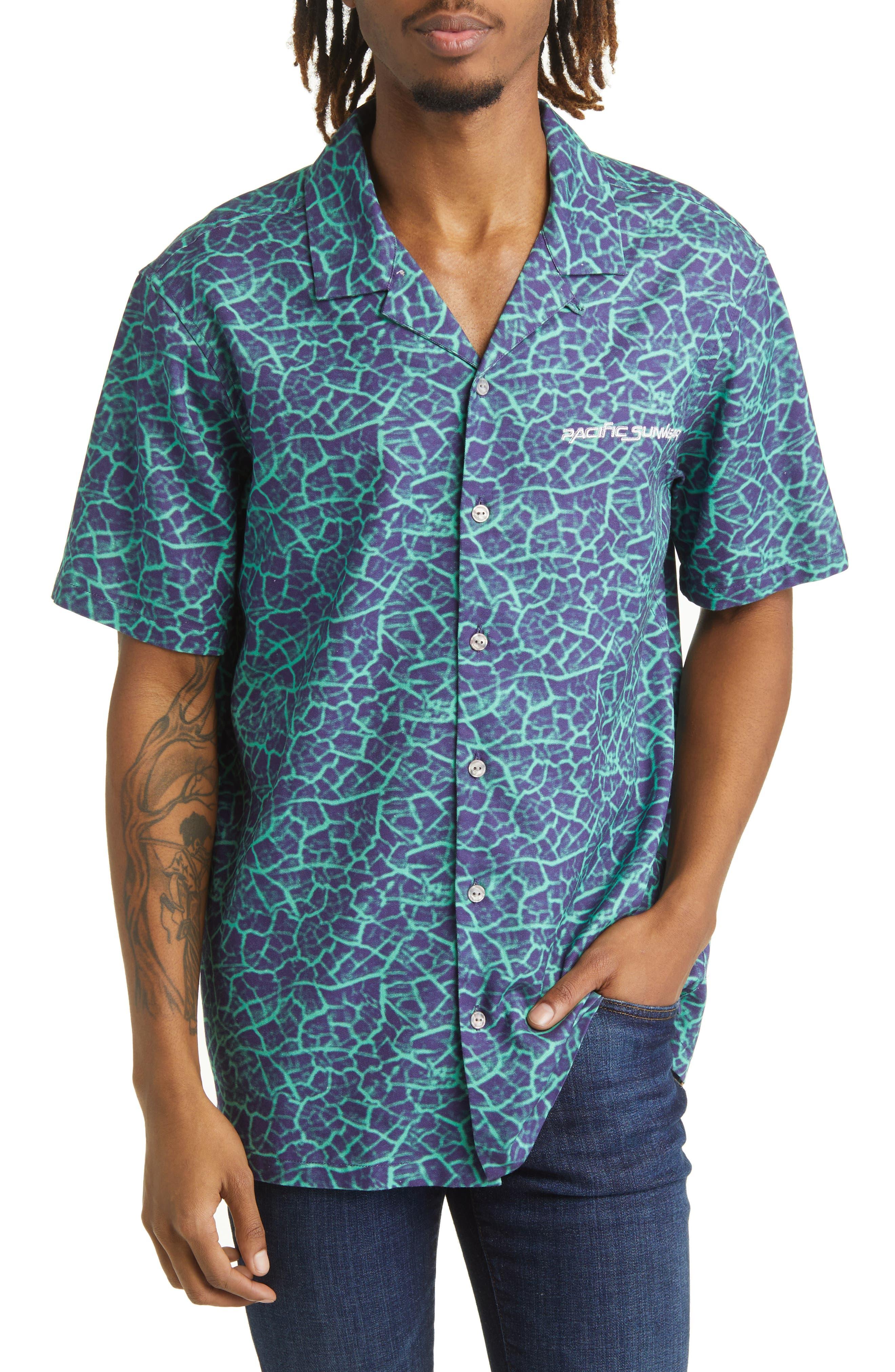 PacSun Earthquake Short Sleeve Buttonup Camp Shirt in Blue for Men Lyst