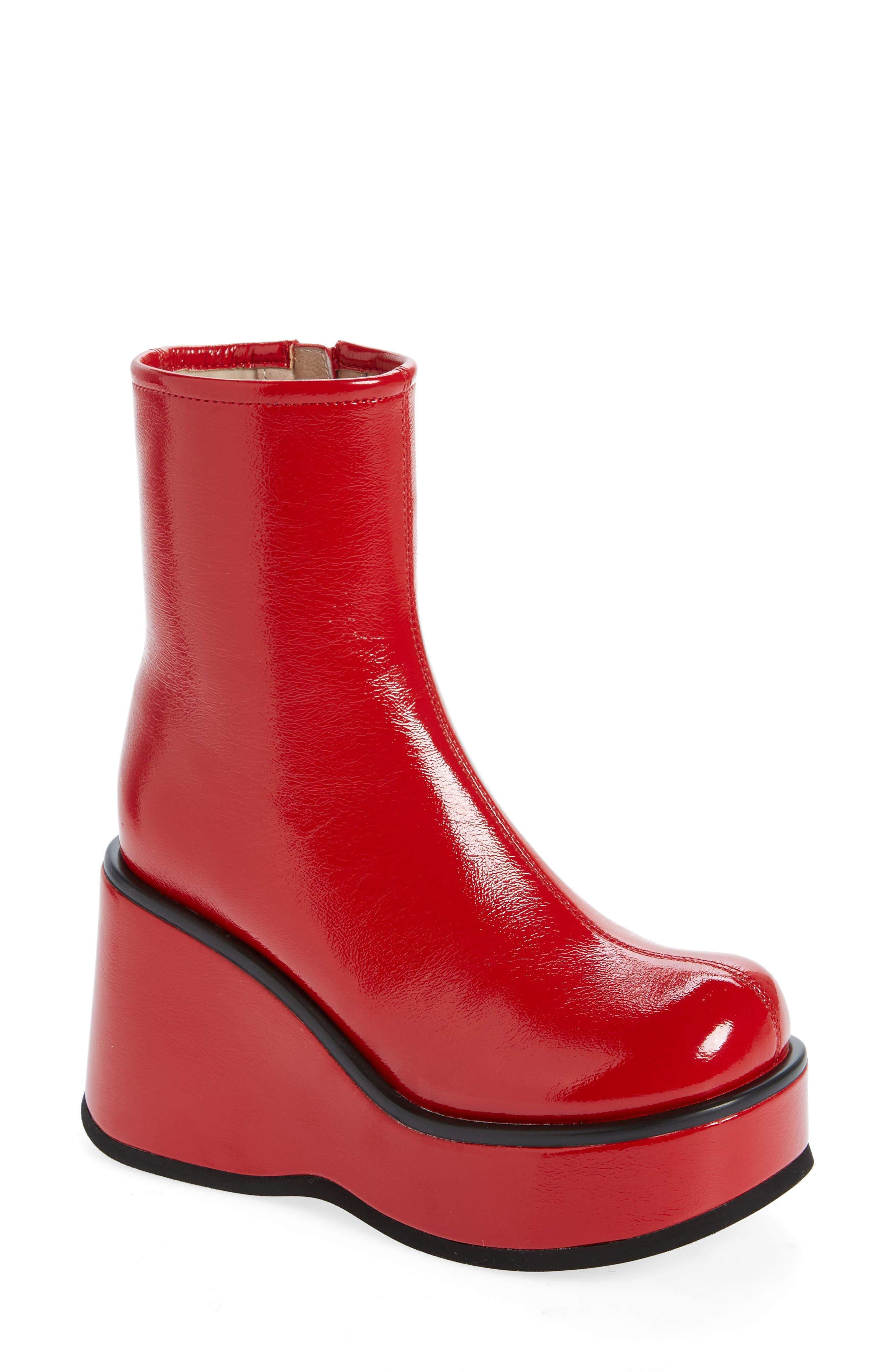 Jeffrey Campbell Millennium Platform Wedge Bootie in Red Lyst