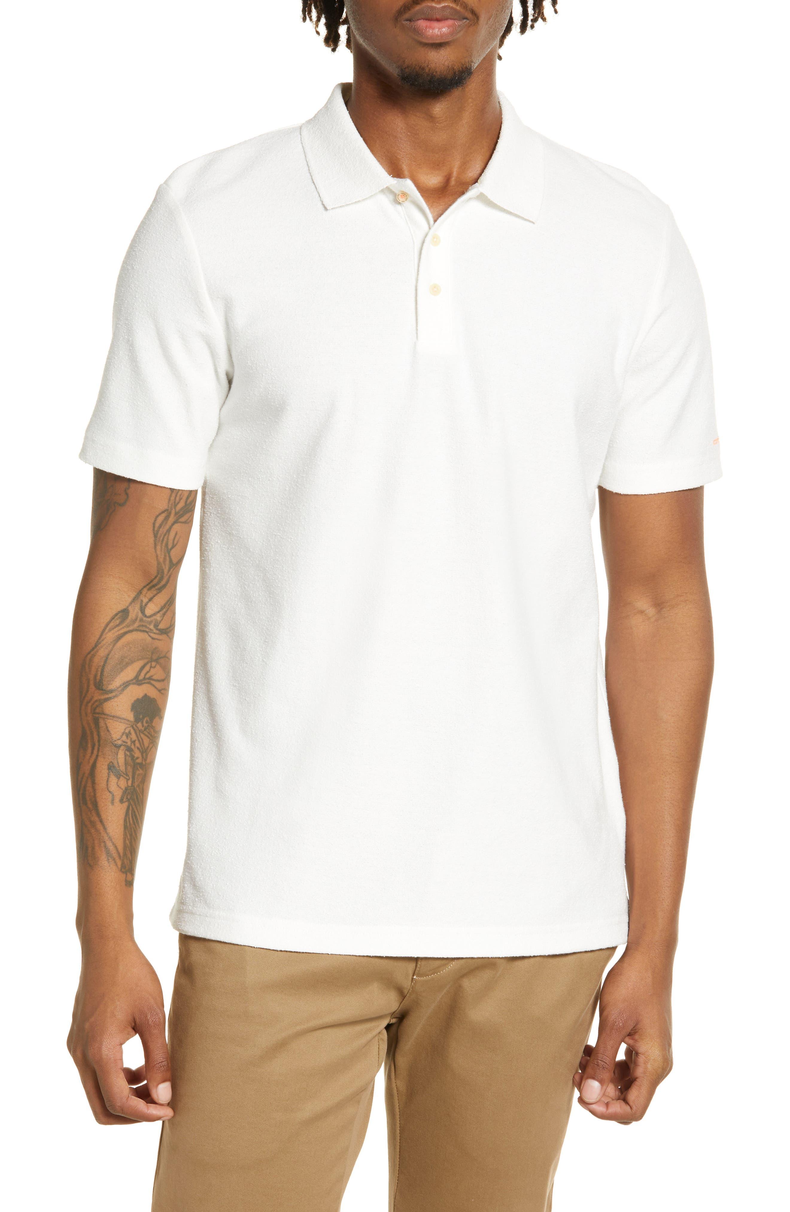 Scotch & Soda Solid Terry Cloth Polo in White for Men | Lyst