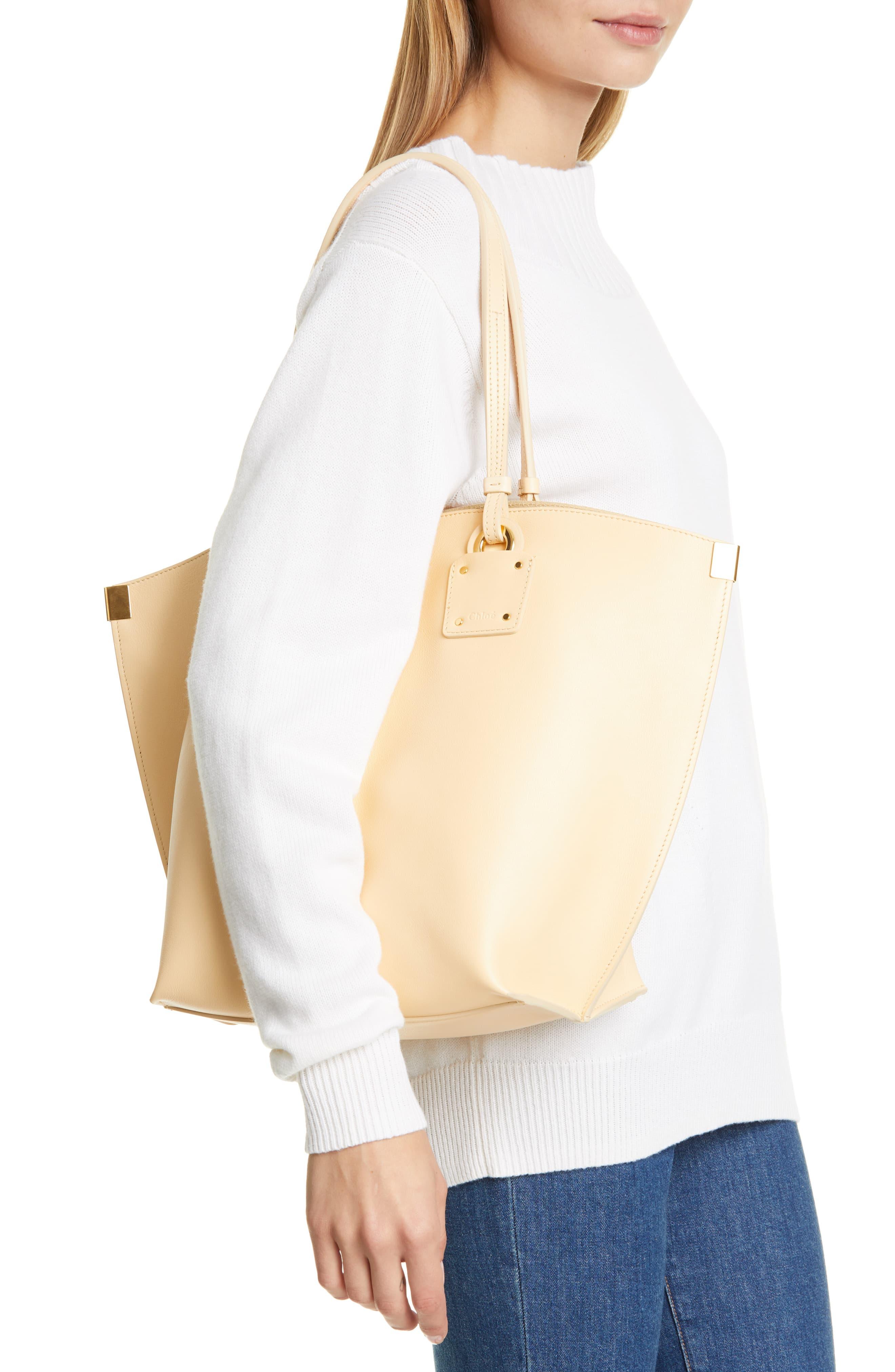 chloe vick wide leather tote bag