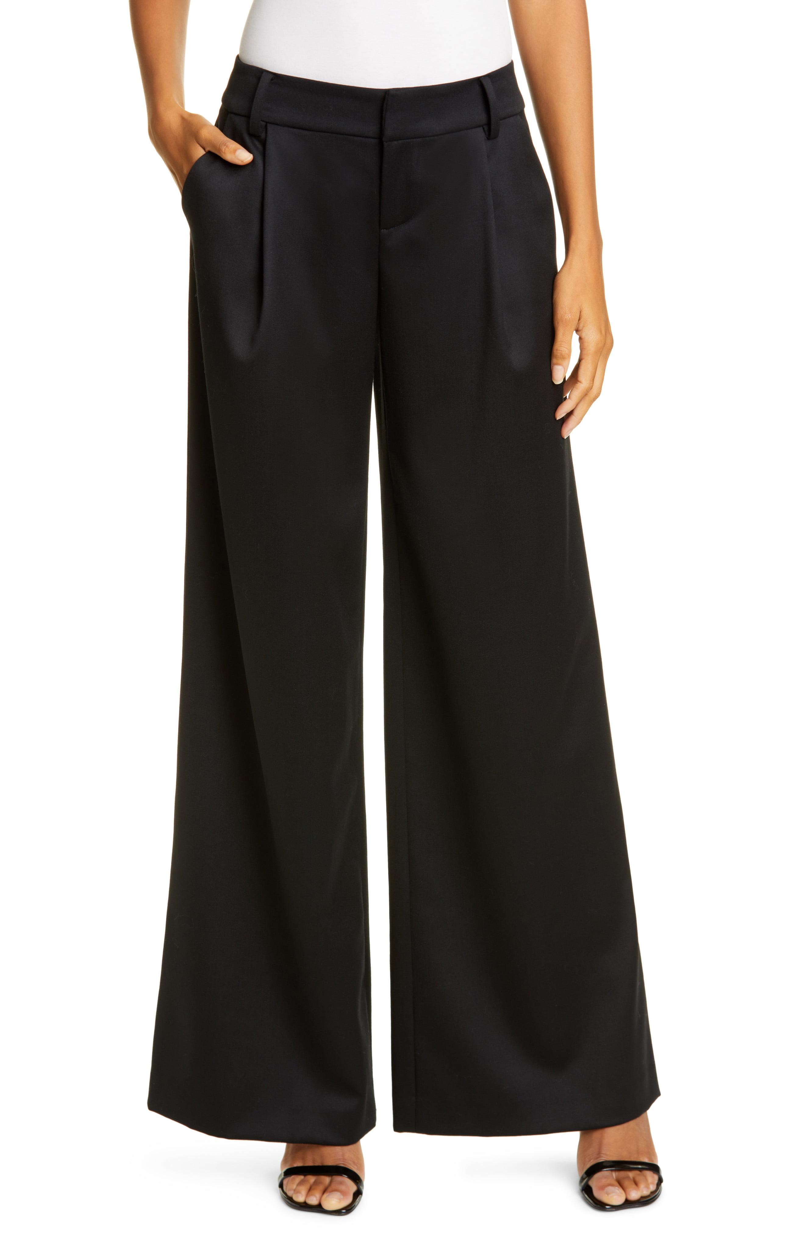 Alice + Olivia Eric Front Pleat Wide Leg Pants in Black | Lyst