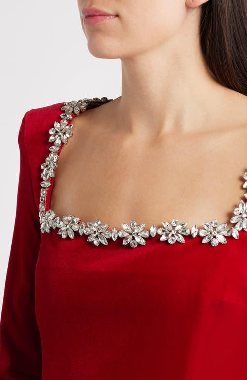 nadine merabi red velvet dress NADINE MERABI Kimberly Rhinestone Velvet Dress in Red at Nordstrom, Size 10
