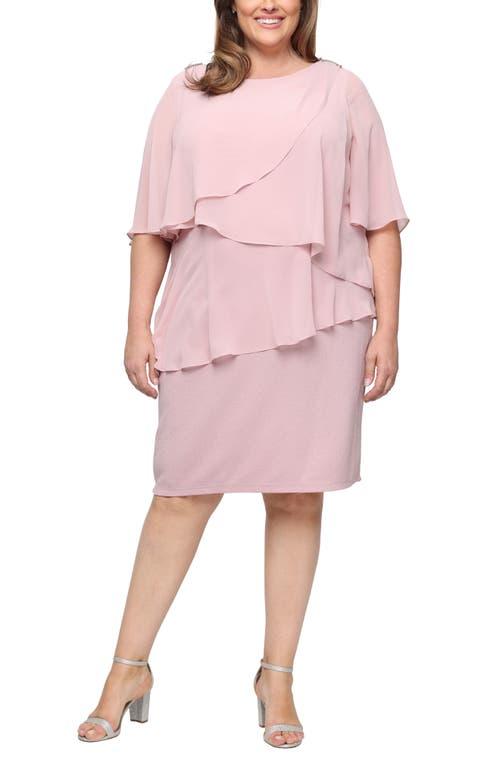 Sl Fashions Tiered Glitter Chiffon Sheath Dress in Pink | Lyst
