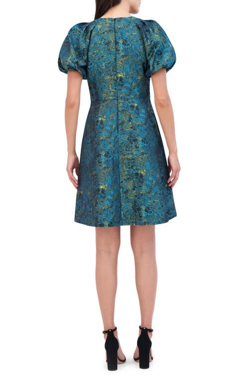 Vince Camuto Jacquard Puff Sleeve Dress in Blue | Lyst Vince Camuto Jacquard Puff Sleeve Dress in Blue | Lyst