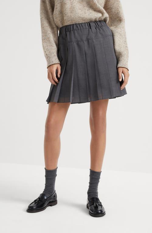 Brunello Cucinelli Pleated Virgin Wool Organza Mini Skirt in Gray Lyst