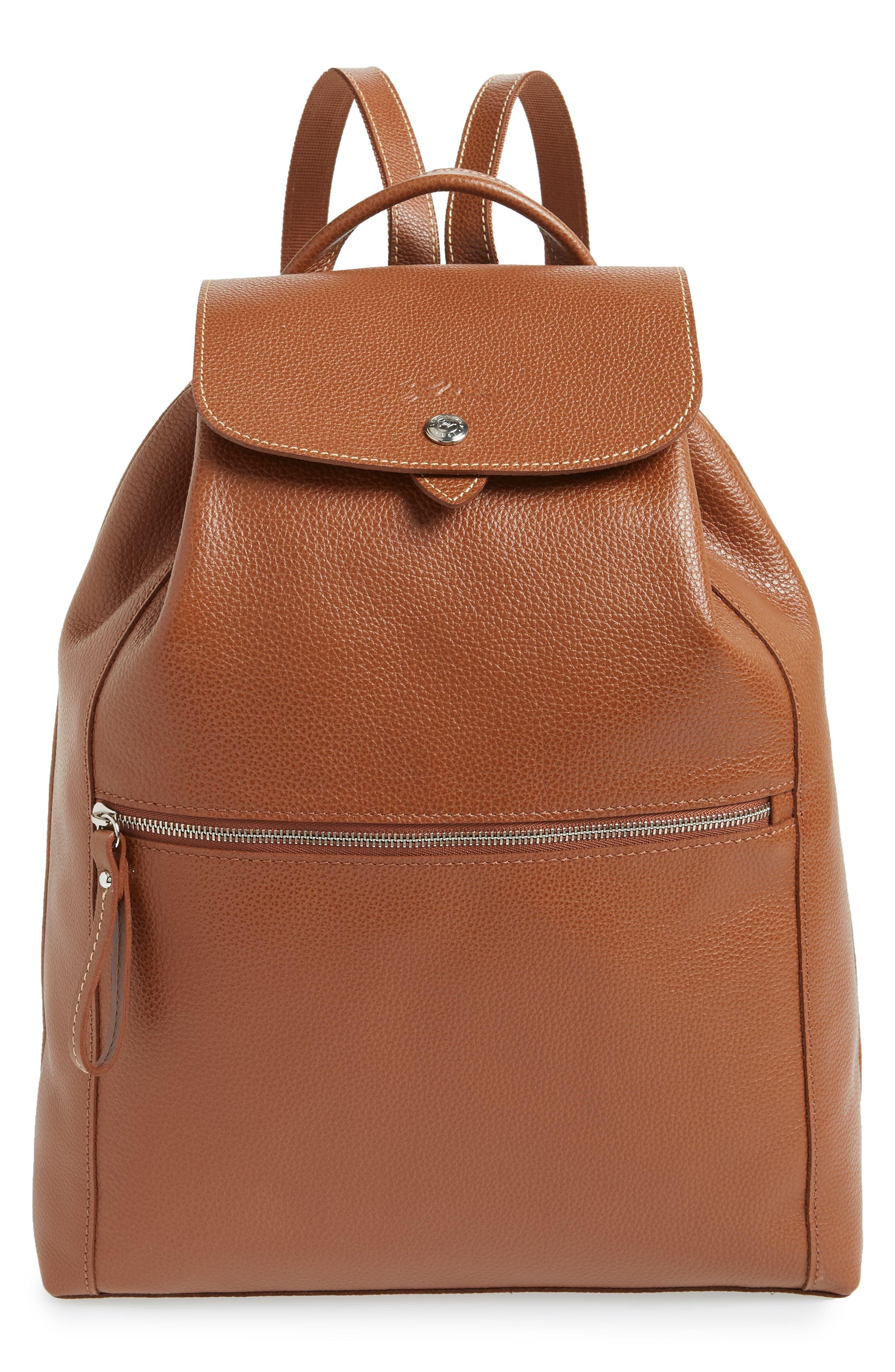 Longchamp Veau Leather Backpack in Cognac (Brown) Lyst