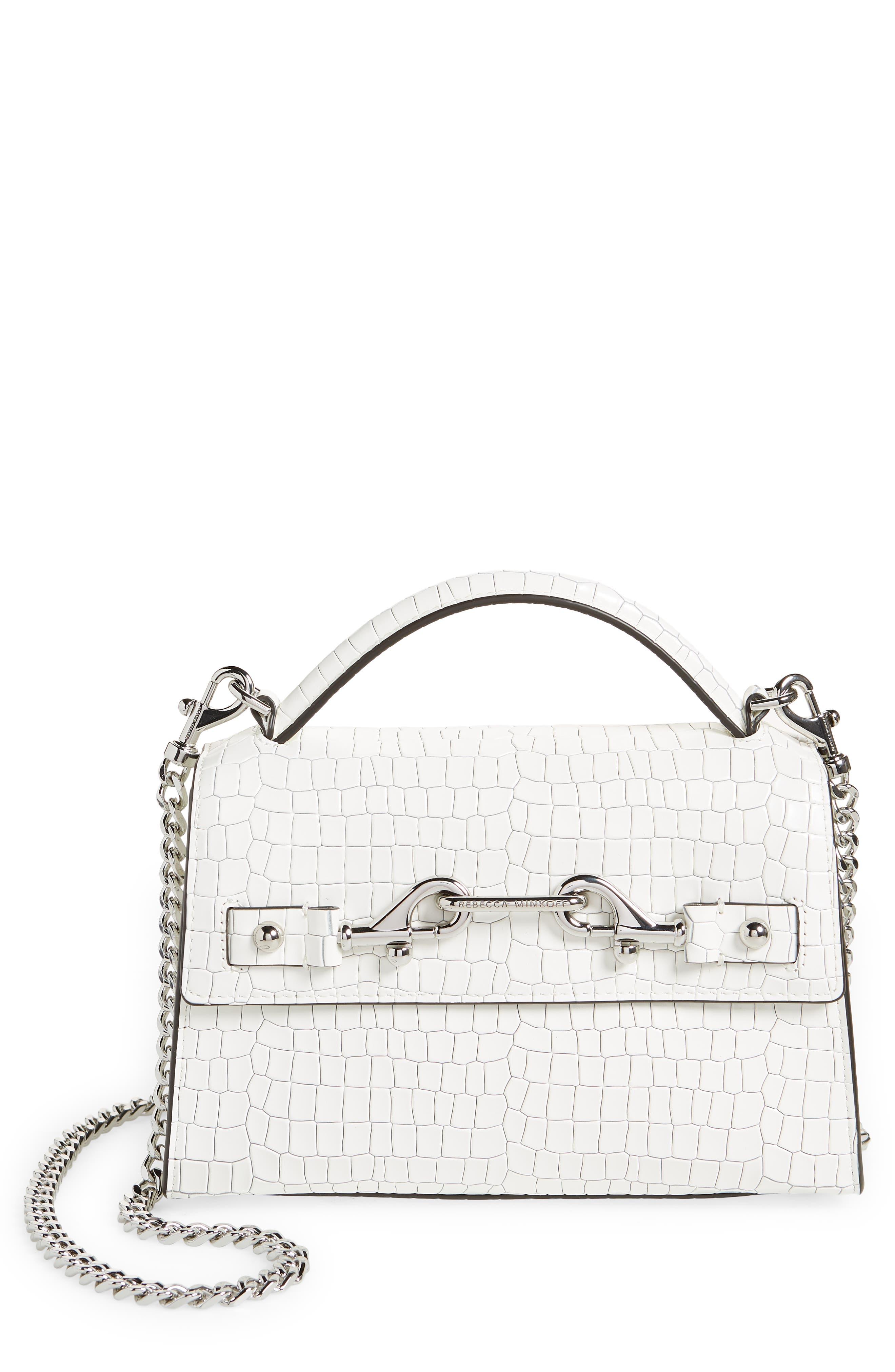 Rebecca Minkoff Lou Top Handle Croc Embossed Leather Crossbody Bag in