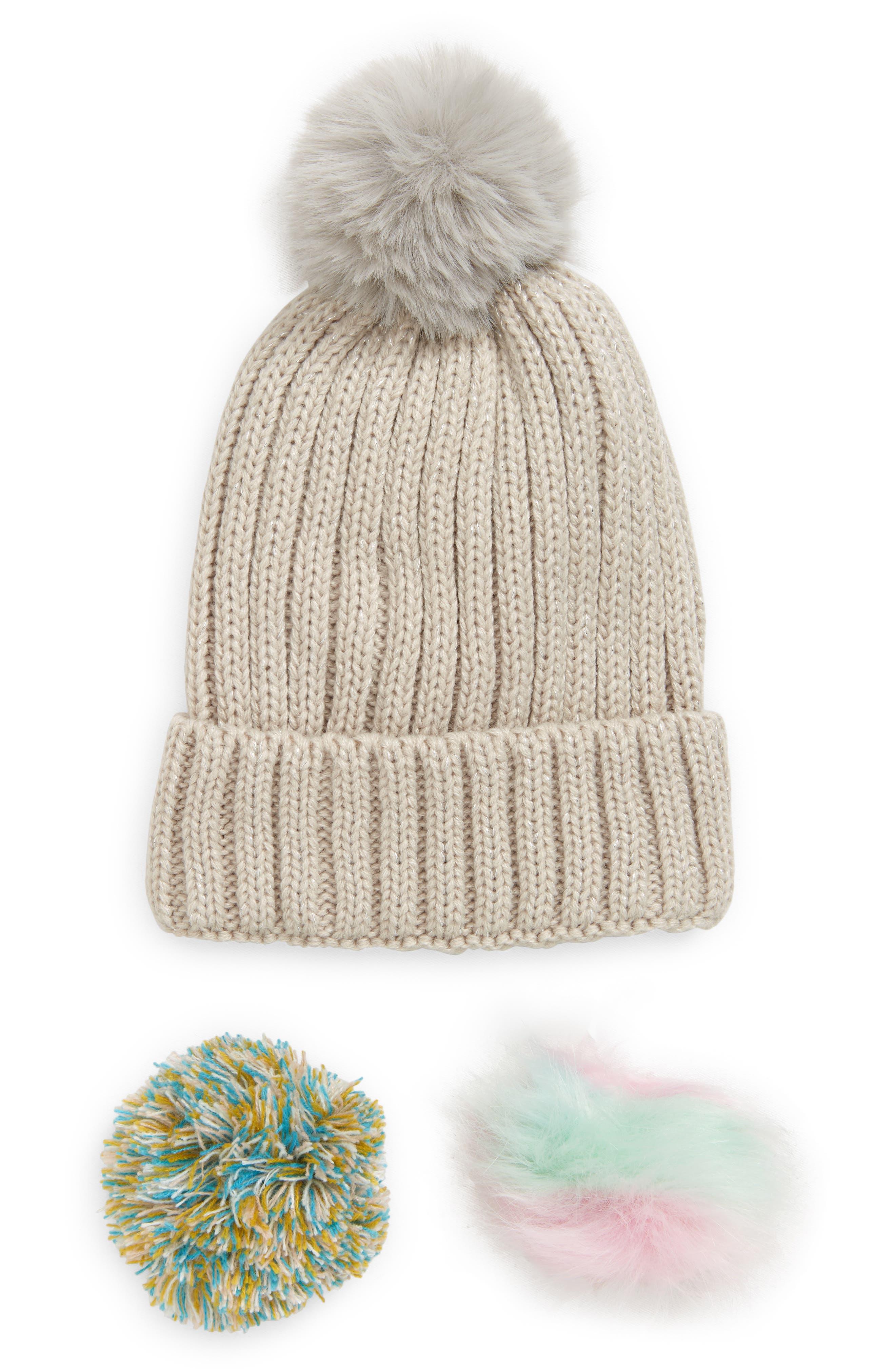hat with interchangeable pom pom