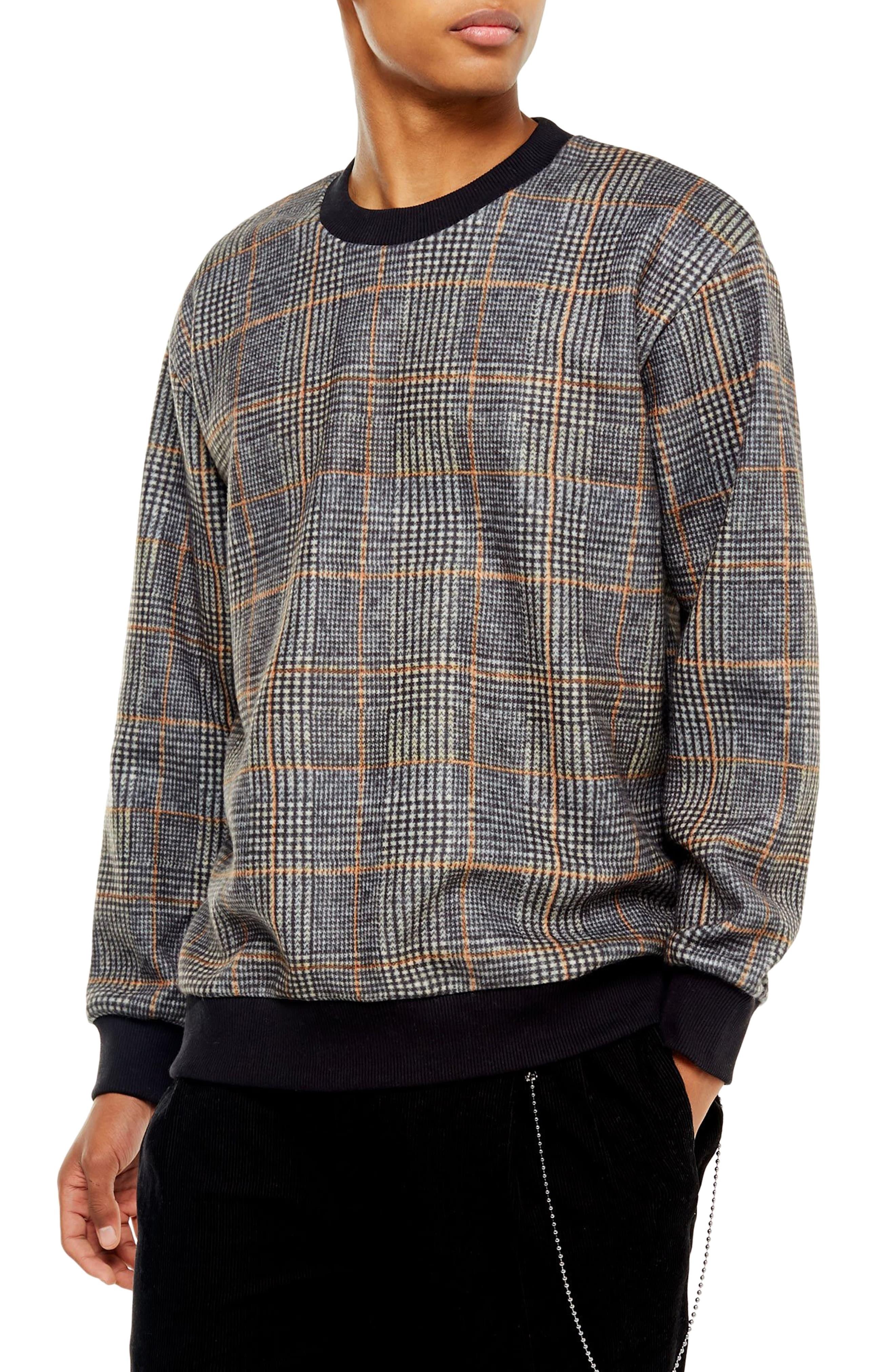 Plaid Crew Neck Sweatshirt Flash Sales 