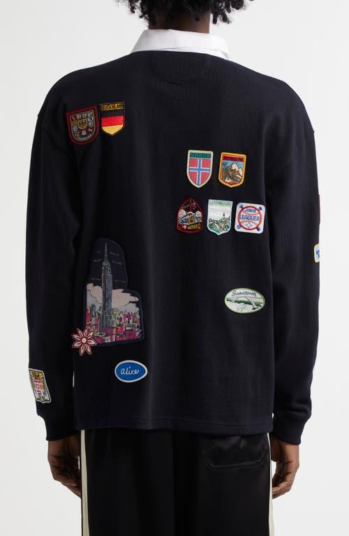 Bode Passport Patch Rugby Shirt in Black for Men | Lyst