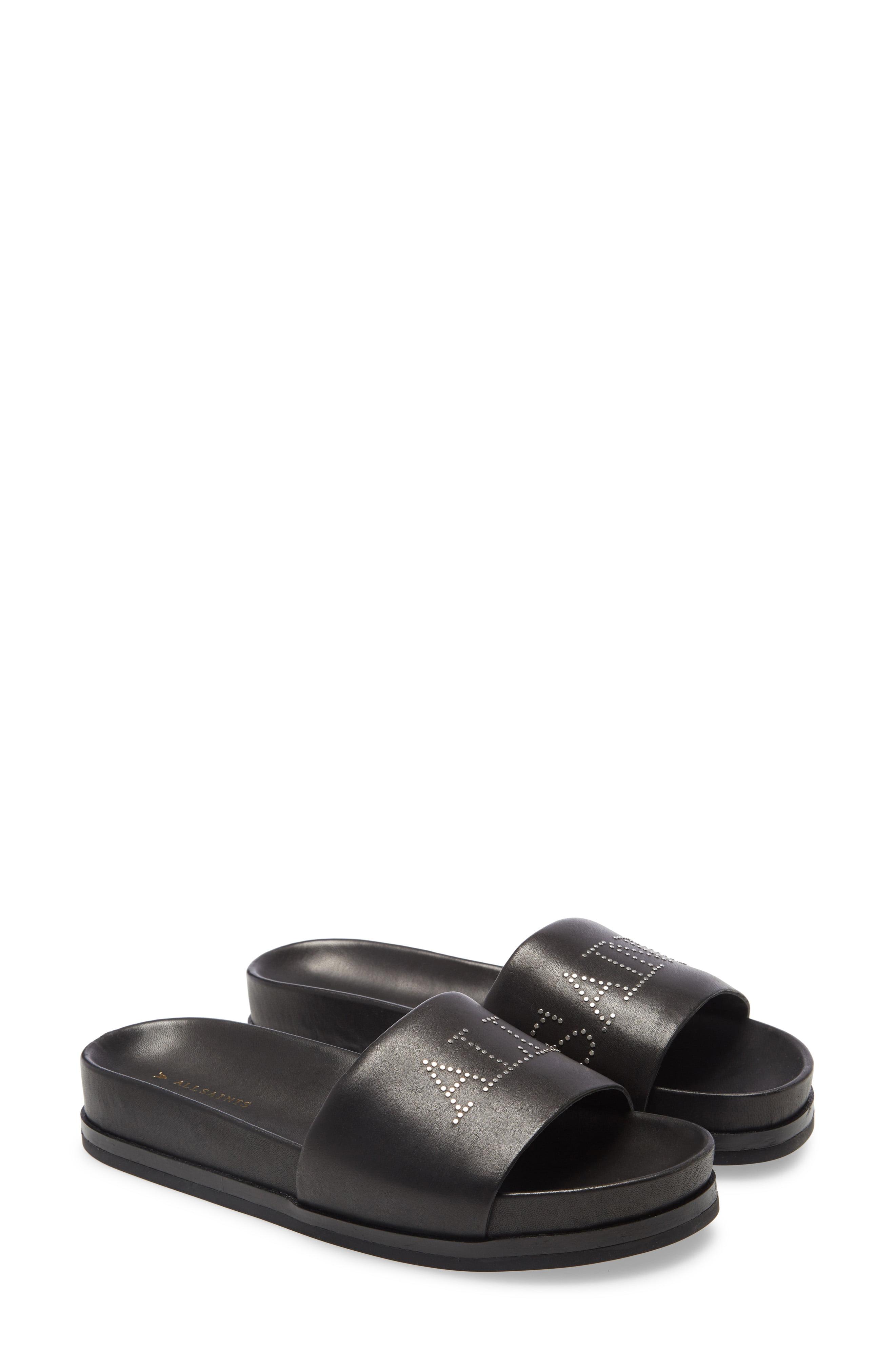 all saints black leather sandals