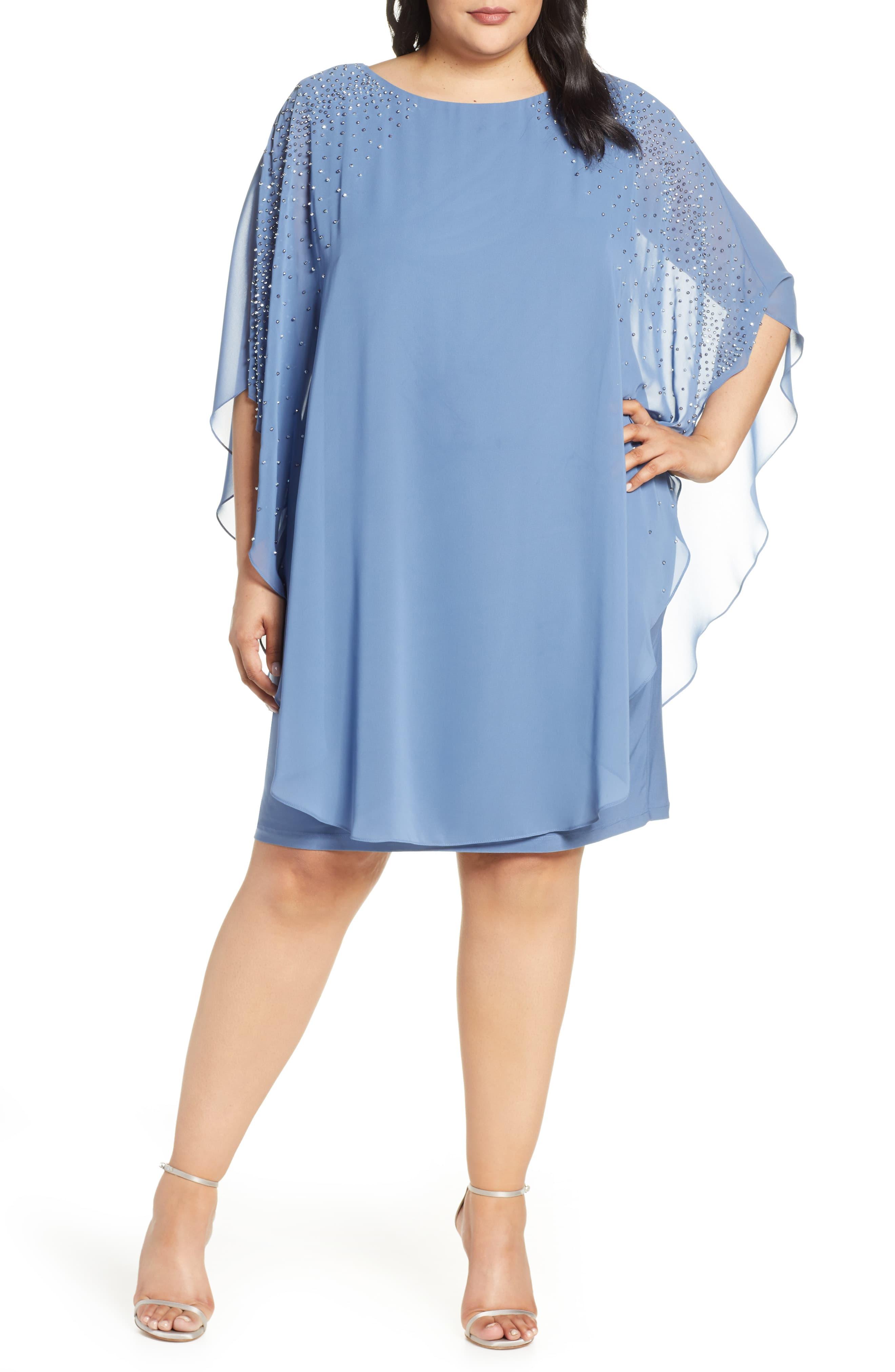 Xscape Beaded Chiffon Overlay Dress in Periwinkle (Blue) - Lyst