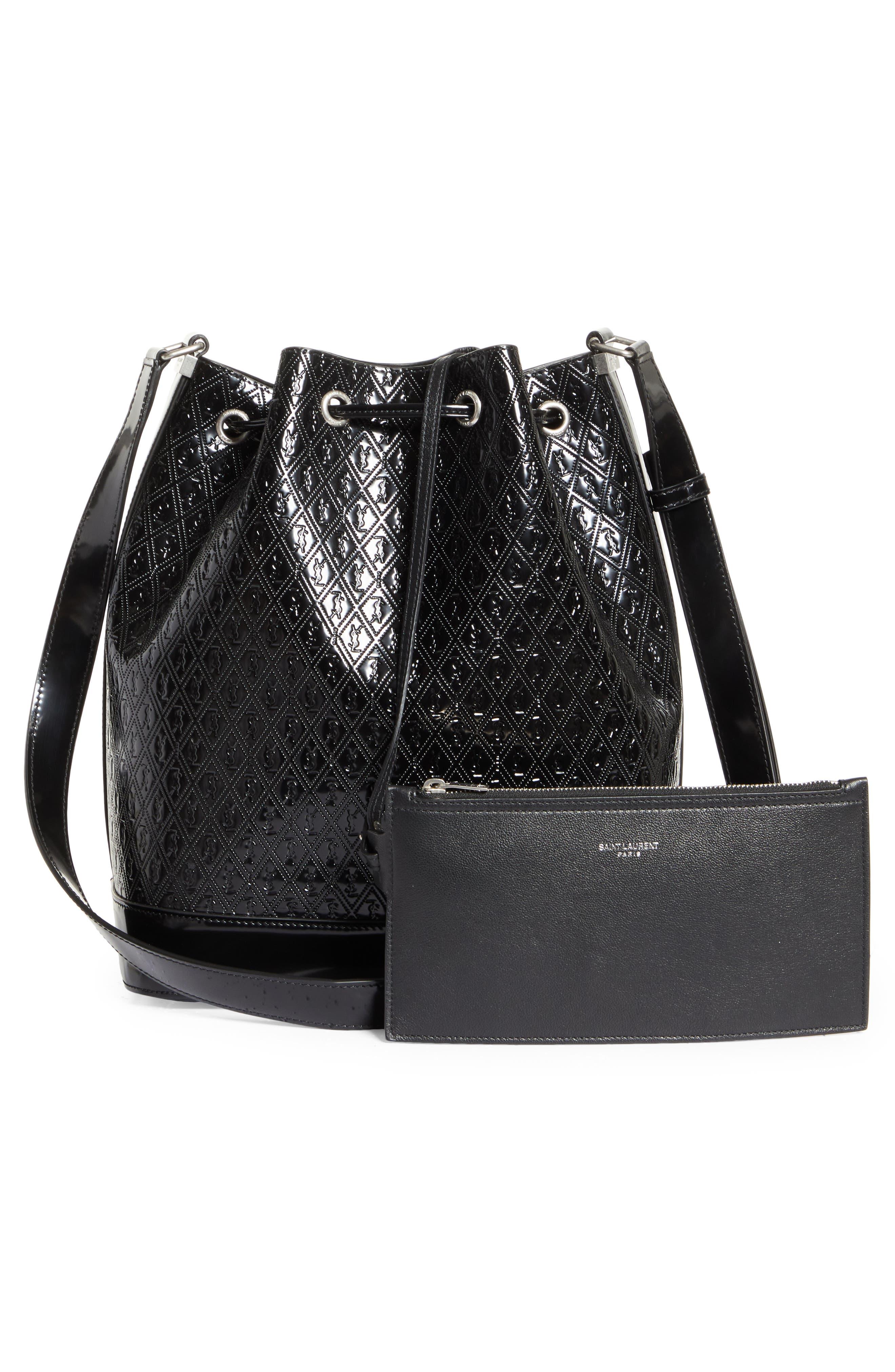 Monogram bucket patent leather handbag Saint Laurent Black in Patent  leather - 28652335