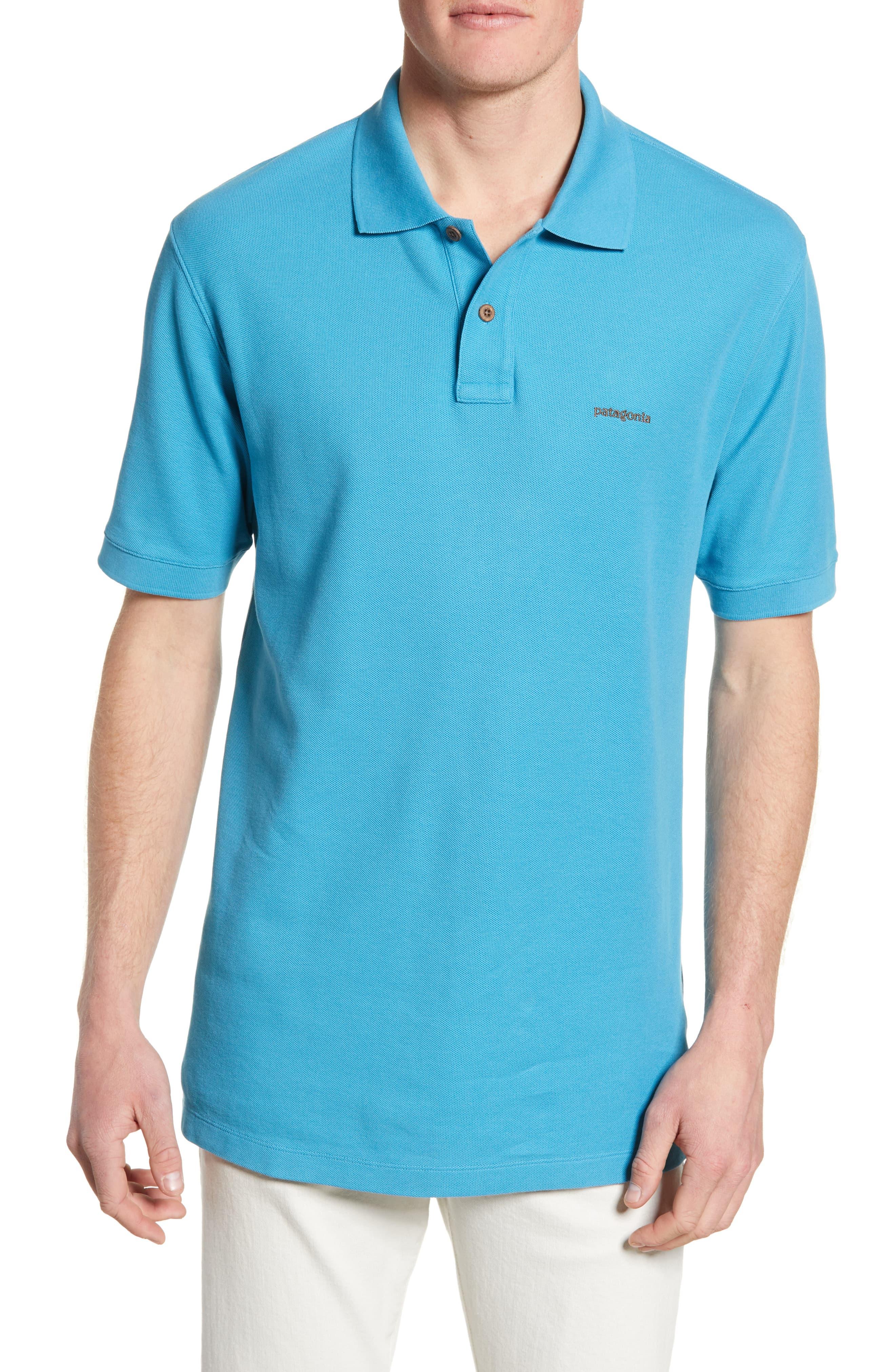Patagonia Cotton Belwe Relaxed Fit Piqué Polo in Blue for Men - Lyst
