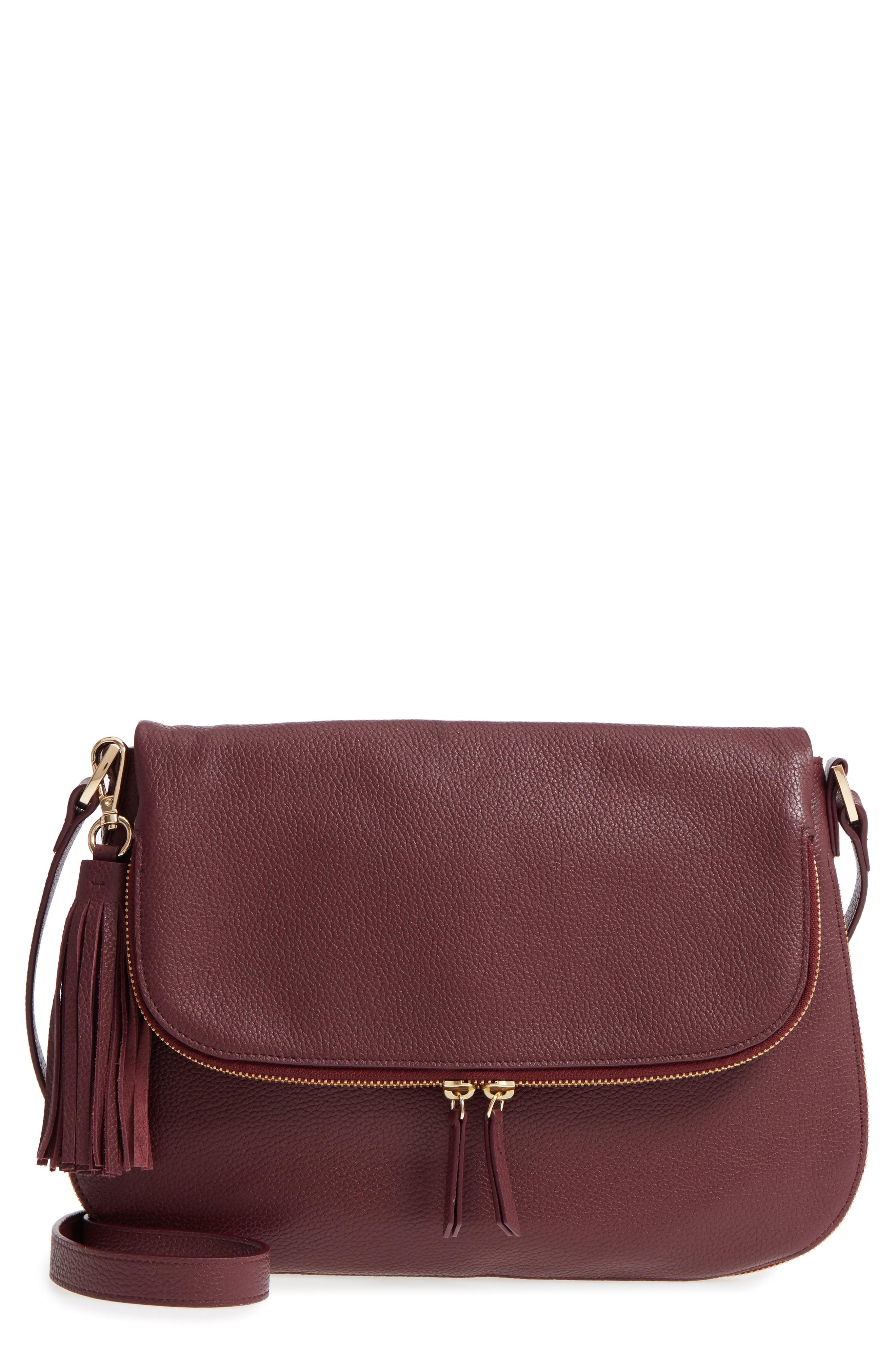 Nordstrom Kara Leather Expandable Crossbody Bag - in Purple - Lyst