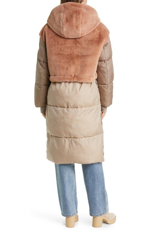 UGG Keely Convertible Faux Fur Hooded Puffer Coat in Natural