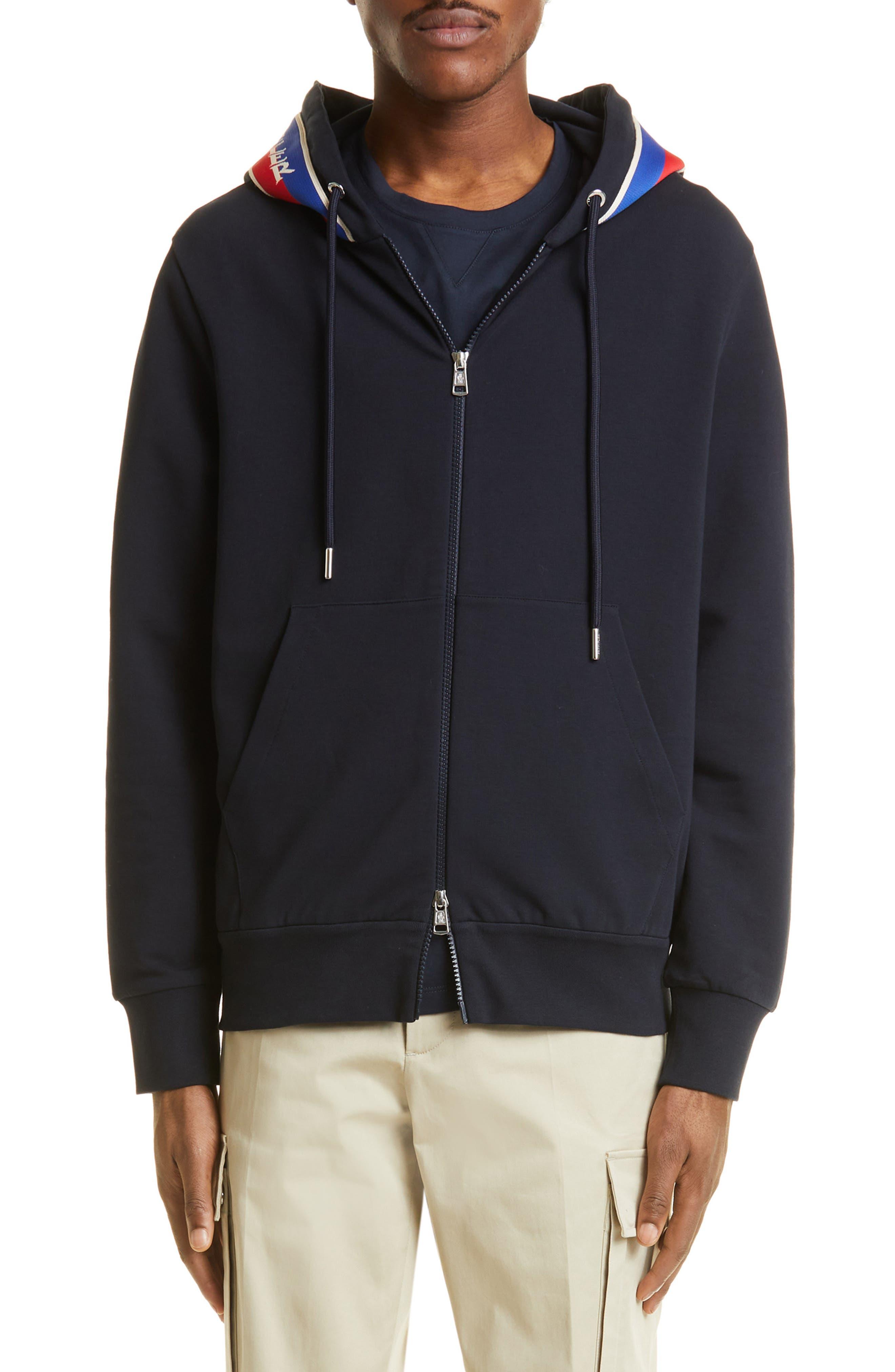 Moncler Retro Stripe Zip-up Hoodie in Blue for Men | Lyst