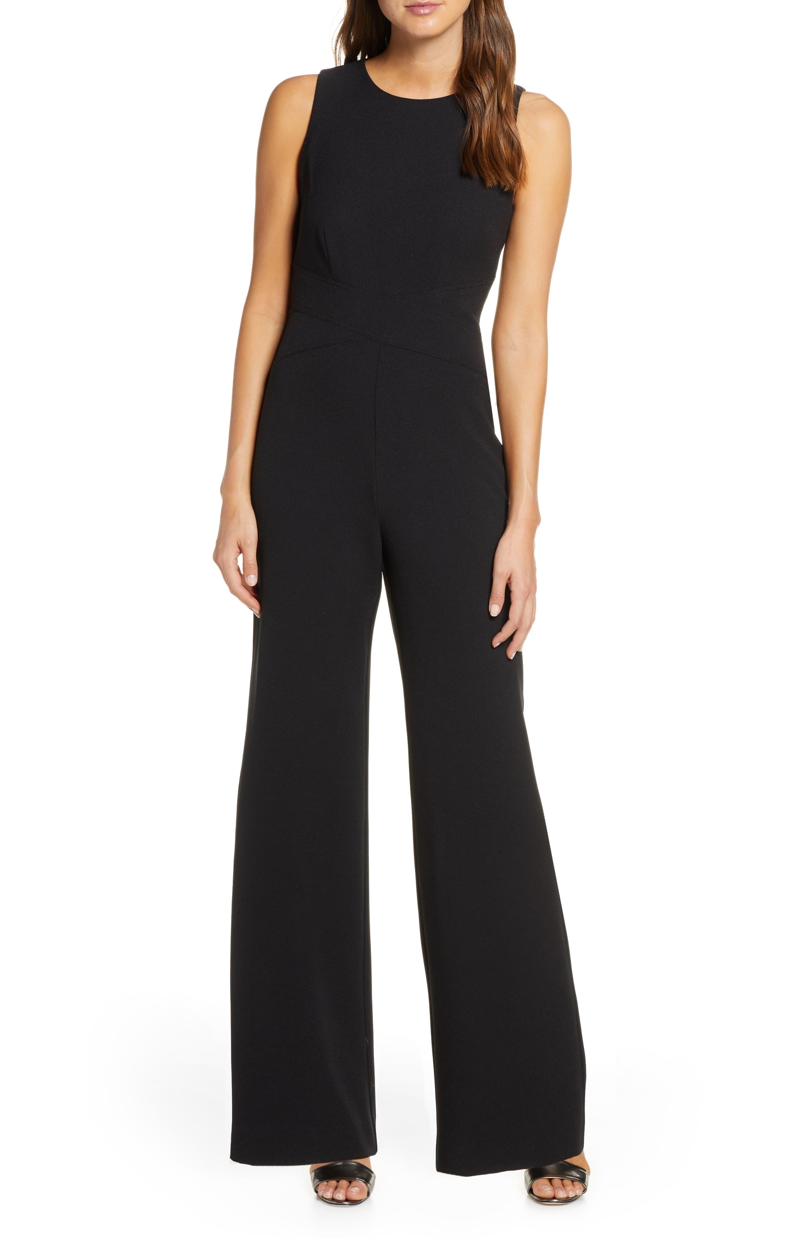vince camuto tie waist crepe jumpsuit