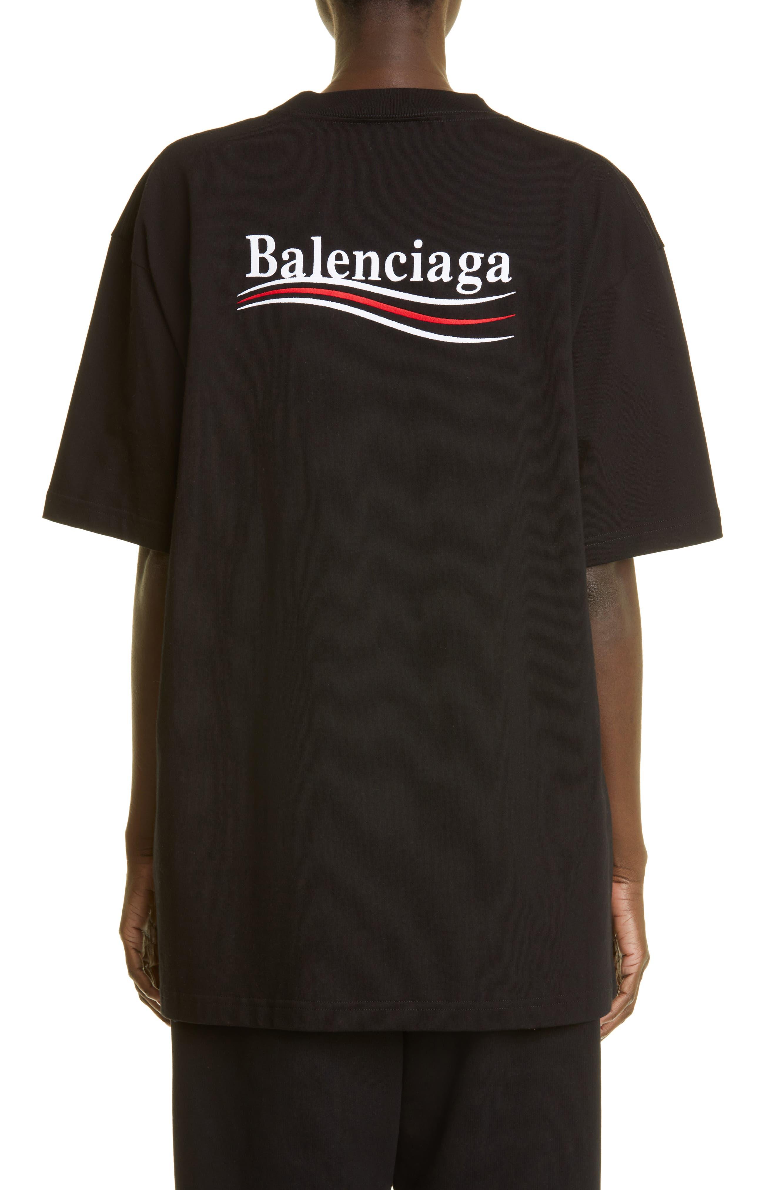 Balenciaga Political Cotton Logo Tee in Black | Lyst