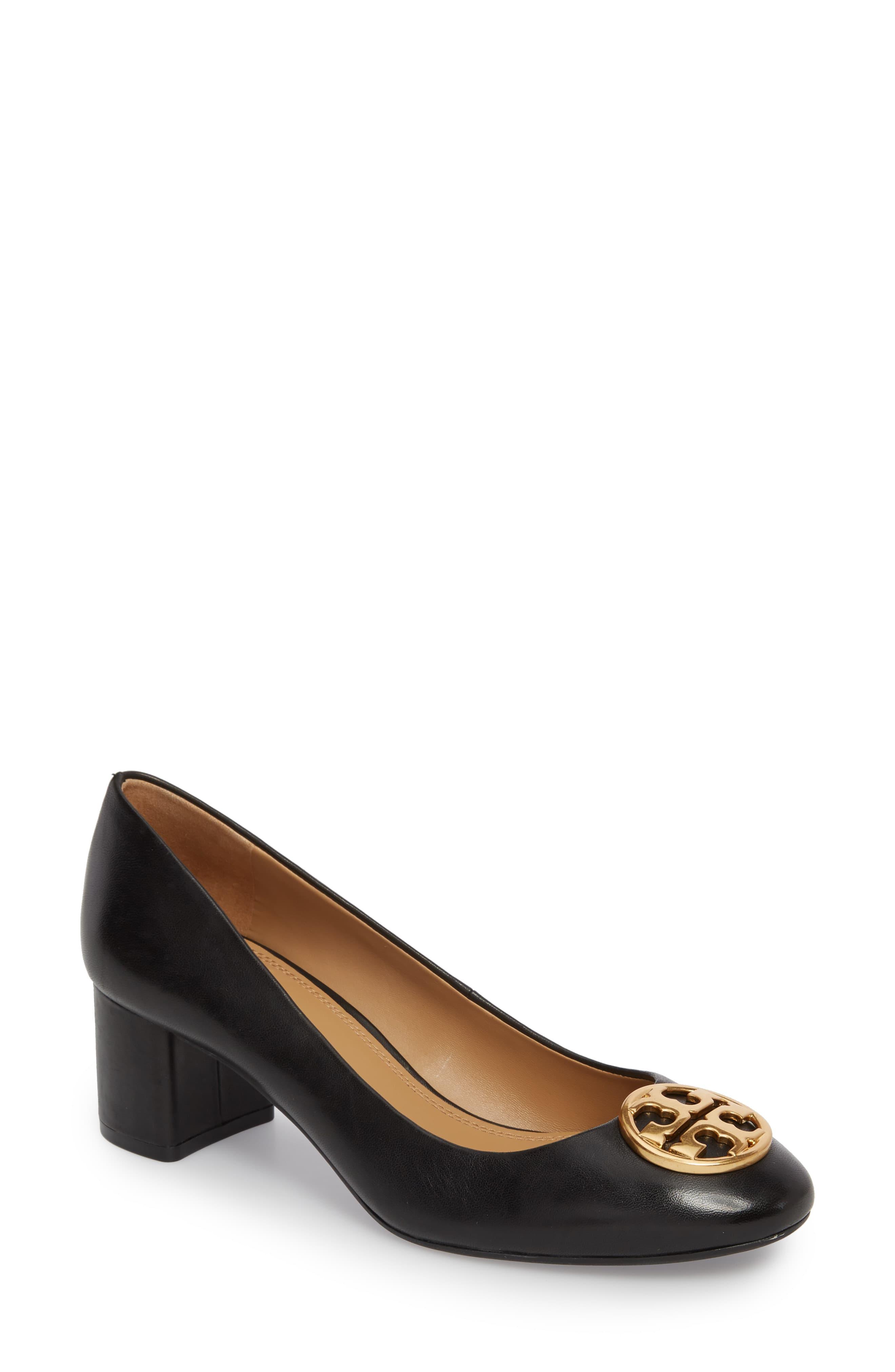 tory burch black and gold heels