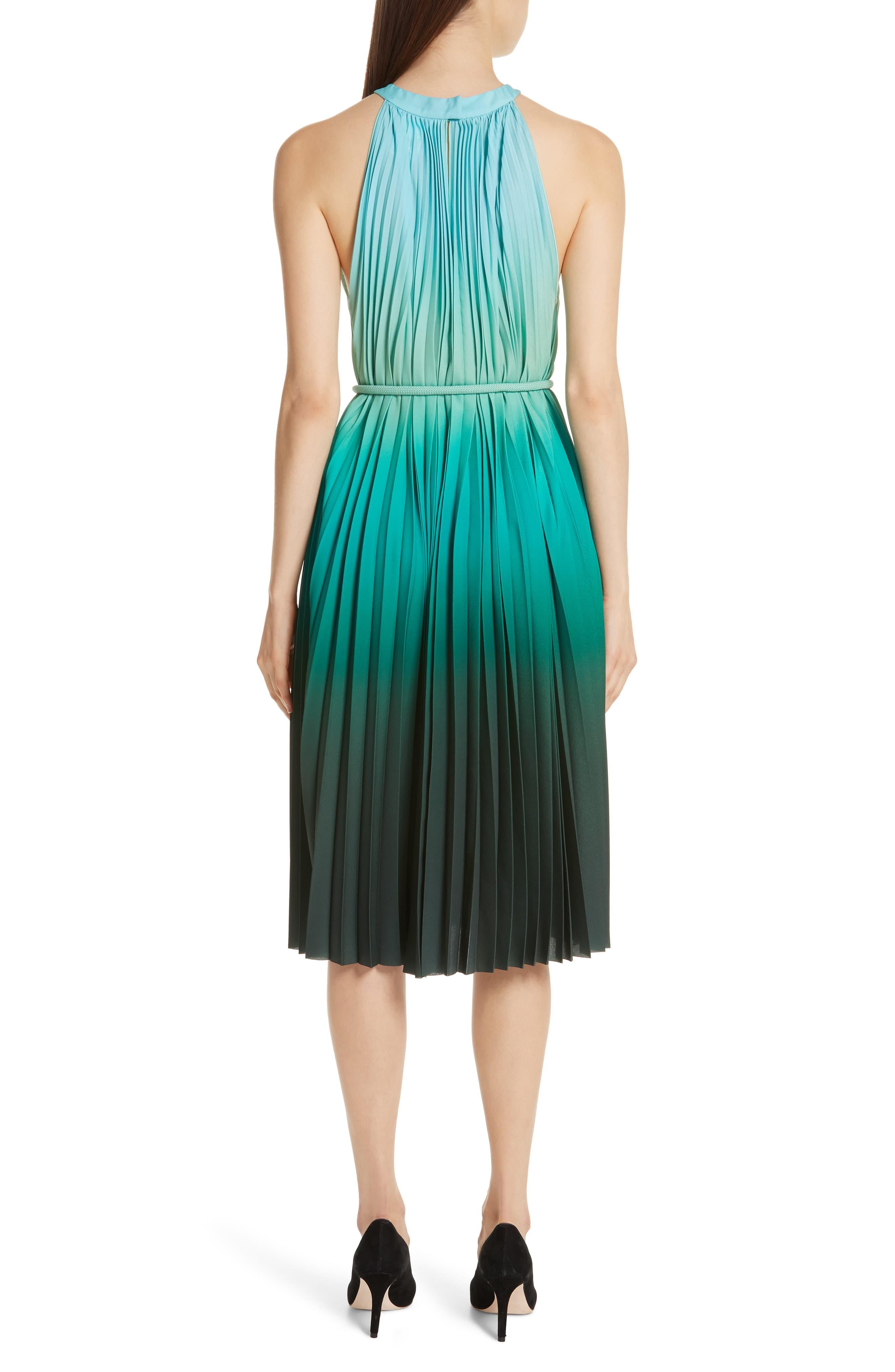 turquoise pleated dress