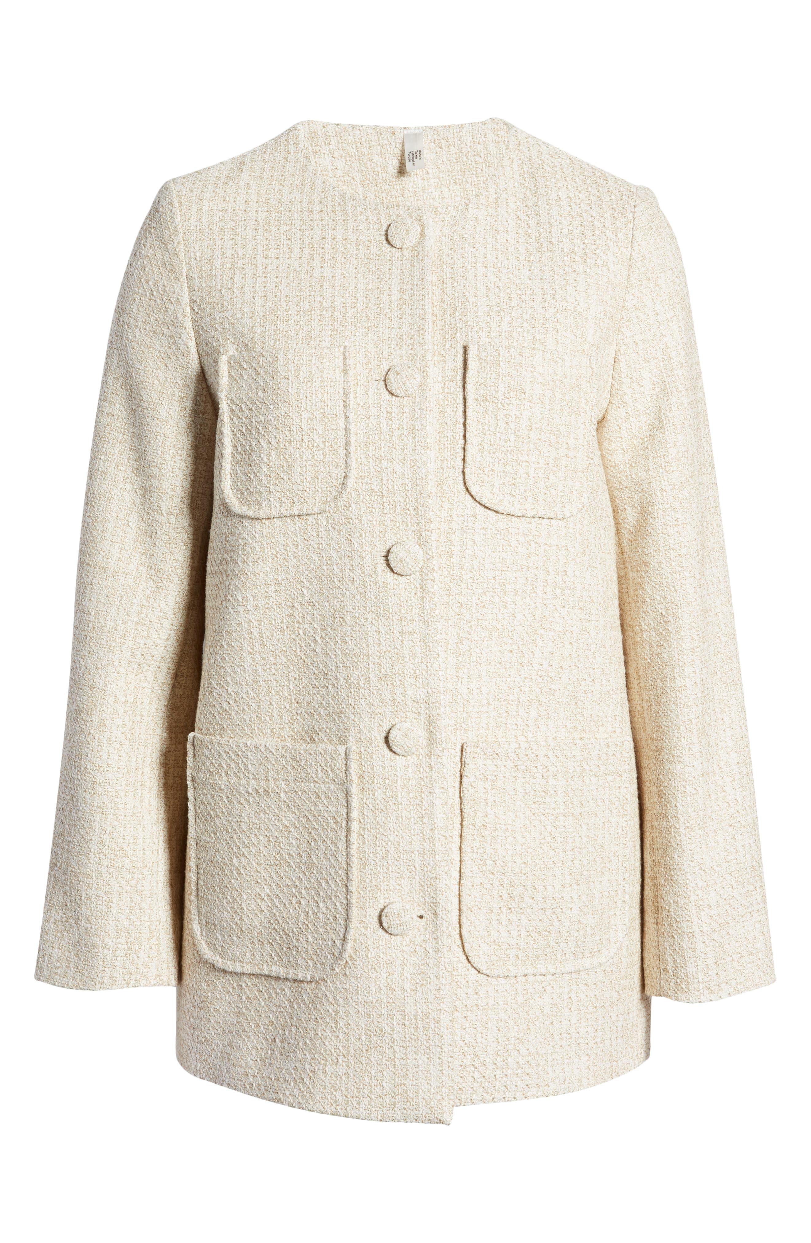 & Other Stories & Collarless Tweed Jacket in Natural | Lyst