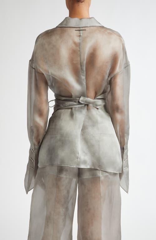 GRACE LING Fog Silk Organza Wrap Shirt in Gray | Lyst